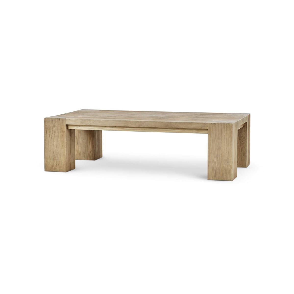 Bramble Tuscan Rustic Distressed Rectangular Coffee Table - Teak 