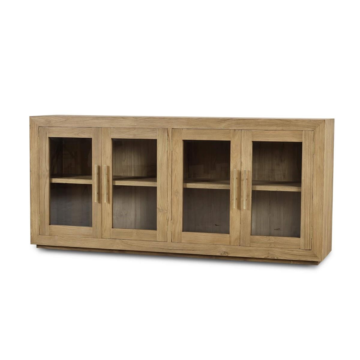  Tuscan Rustic Distressed 4 Glass Door Sideboard - Teak 