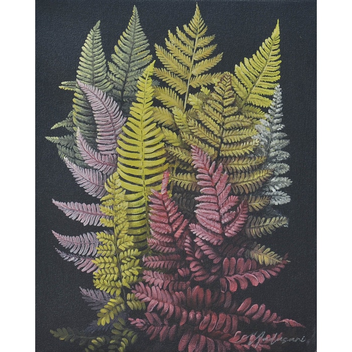 Bramble Driyobteris Shrub on Canvas 16 x 20 with Frame C1034