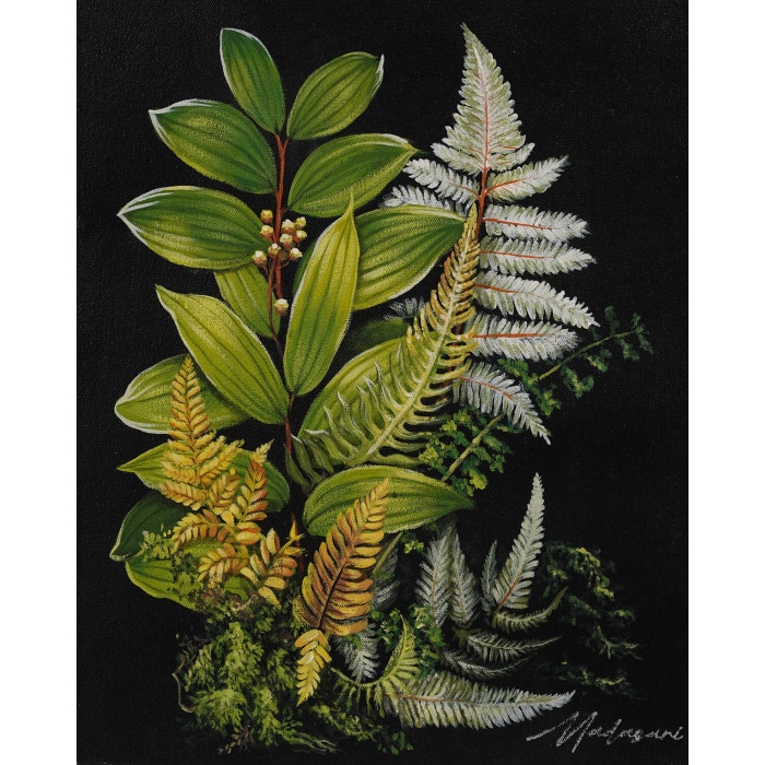 Bramble Fern Forest on Canvas 16 x 20 with Frame C1036
