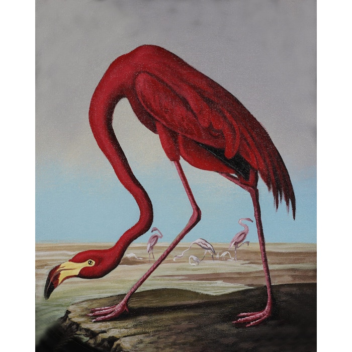 Bramble Flamingo on Canvas 16 x 20 with Frame C1041