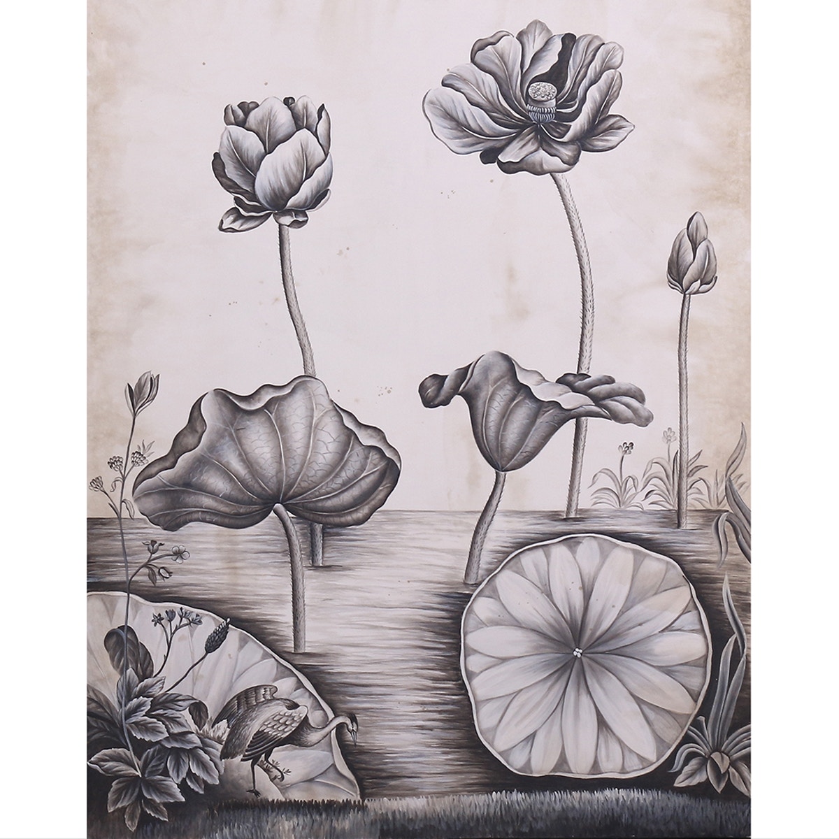 Bramble Waterlilies on Canvas 16 x 20 with Frame C433