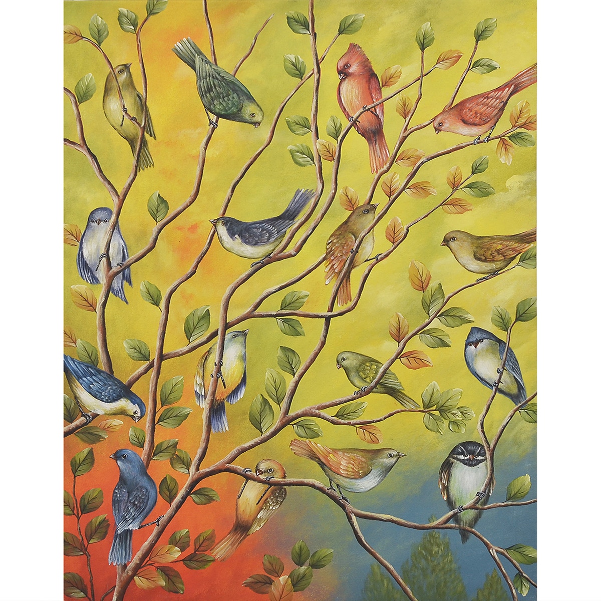 Bramble Accessories Many Birds On Canvas 60 X 40 With Out Frame C866