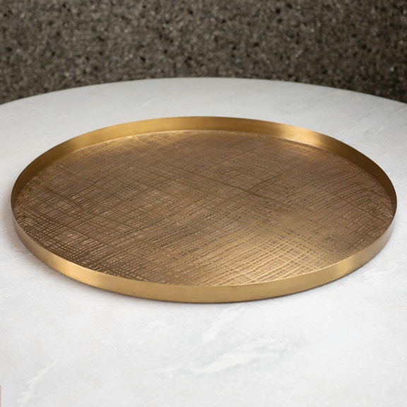 Global Views Home Accents Plaid Etched Tray-Antique Brass 7.91055 - Indiana  Furniture and Mattress