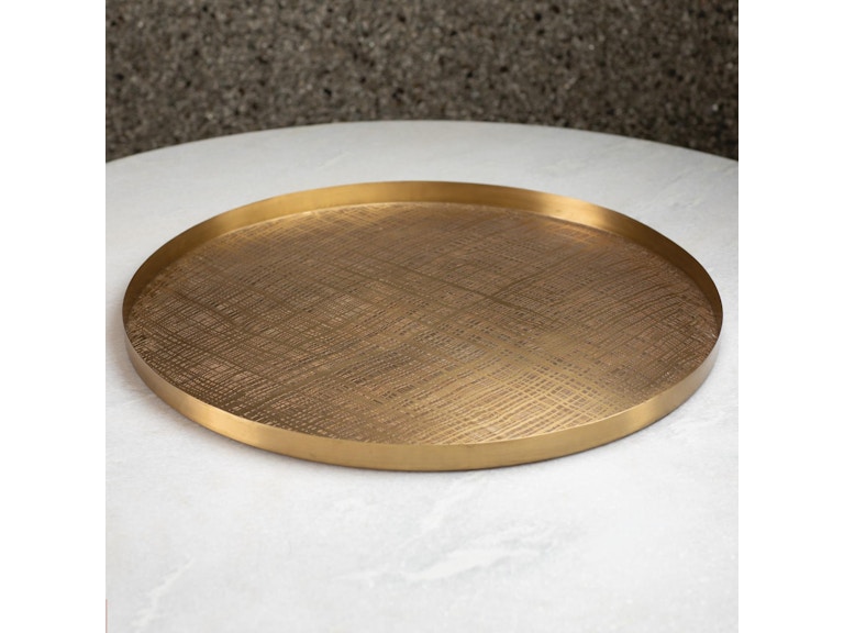 Global Views Home Accents Plaid Etched Tray-Antique Brass 7.91055
