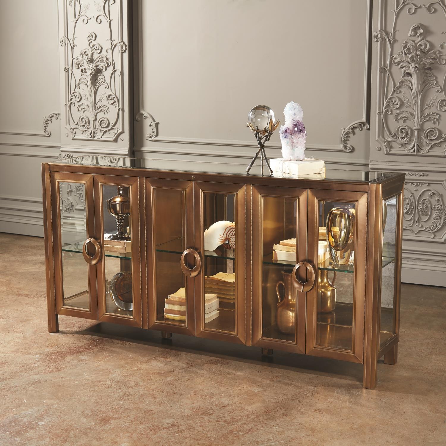 Glass console store cabinet