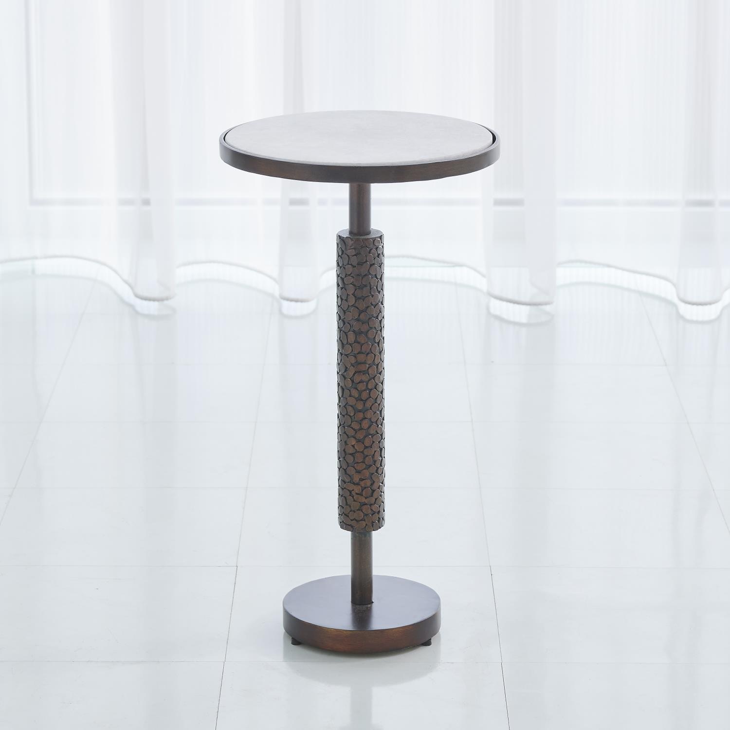  Hammered Martini Table-Bronze with White Marble 7.91146
