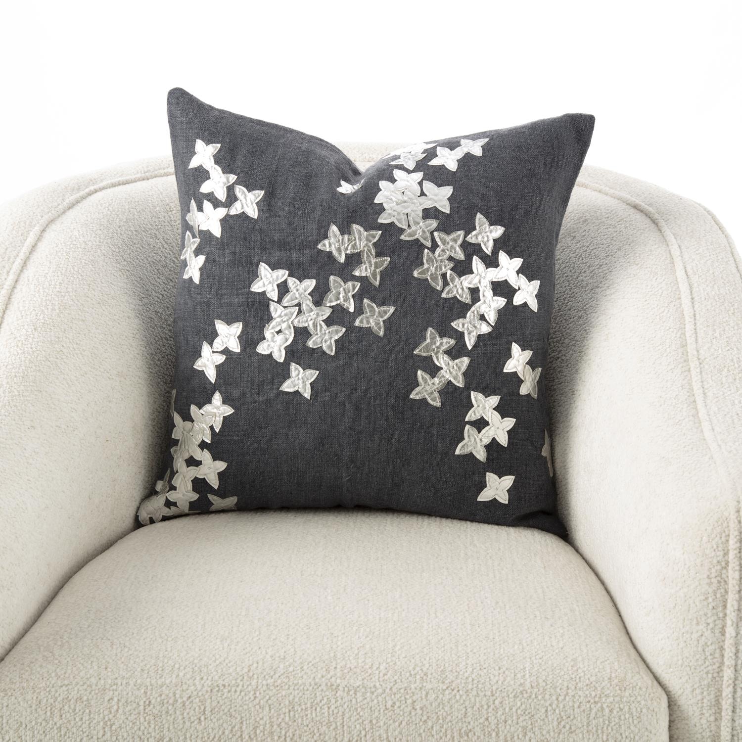 Global Views Christie Pillow-Silver/Gunmetal-20 x 20 WDSEH9157-GV