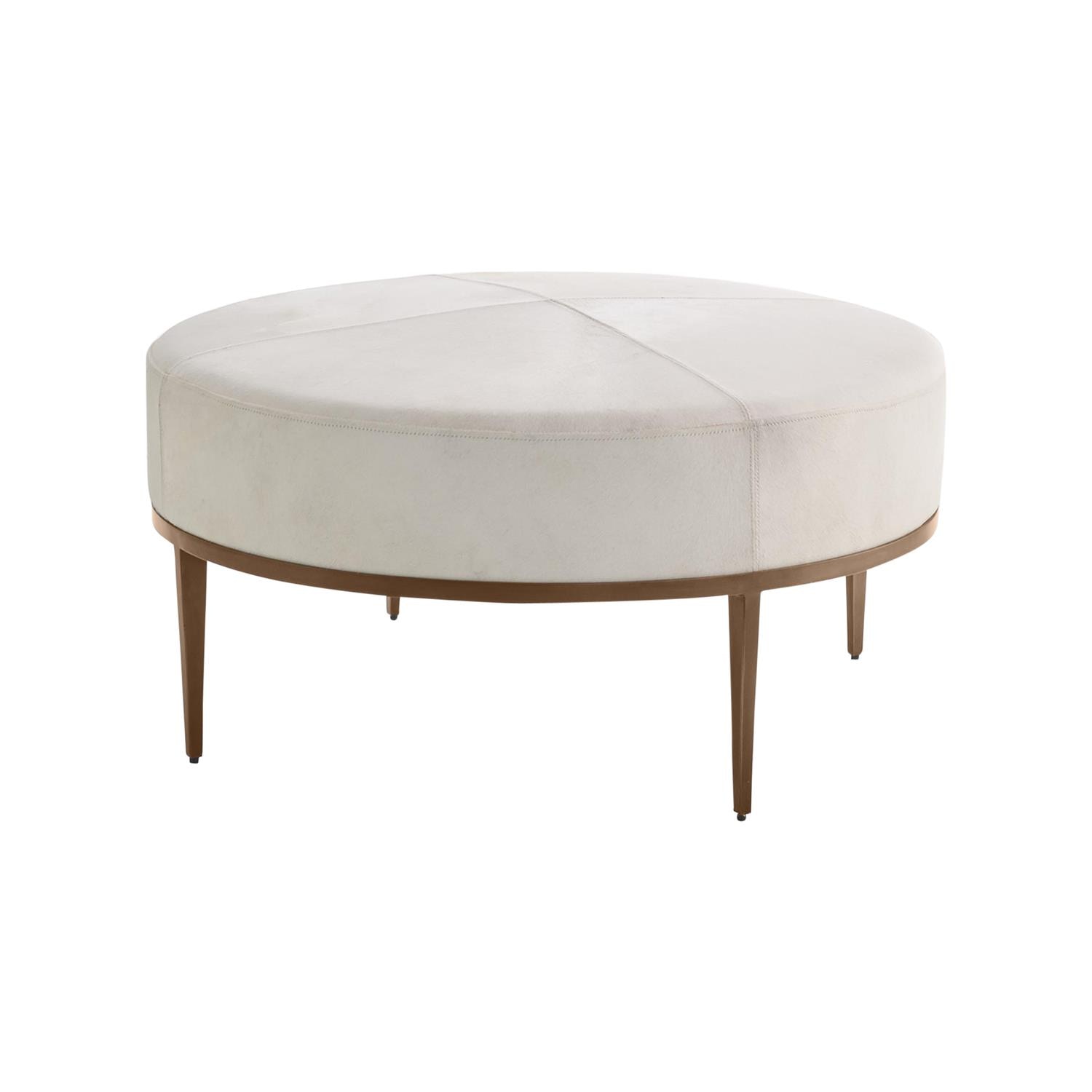 Global Views Living Room Urban Ottoman With Ivory Hair On Hide