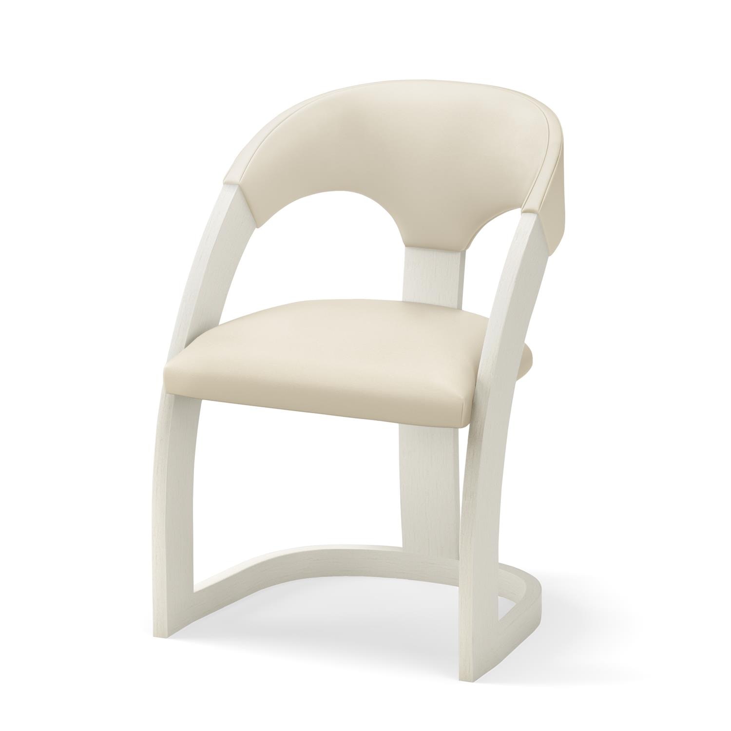 Global Views Delia Dining Chair-Antique White-Milk Leather ASH2039