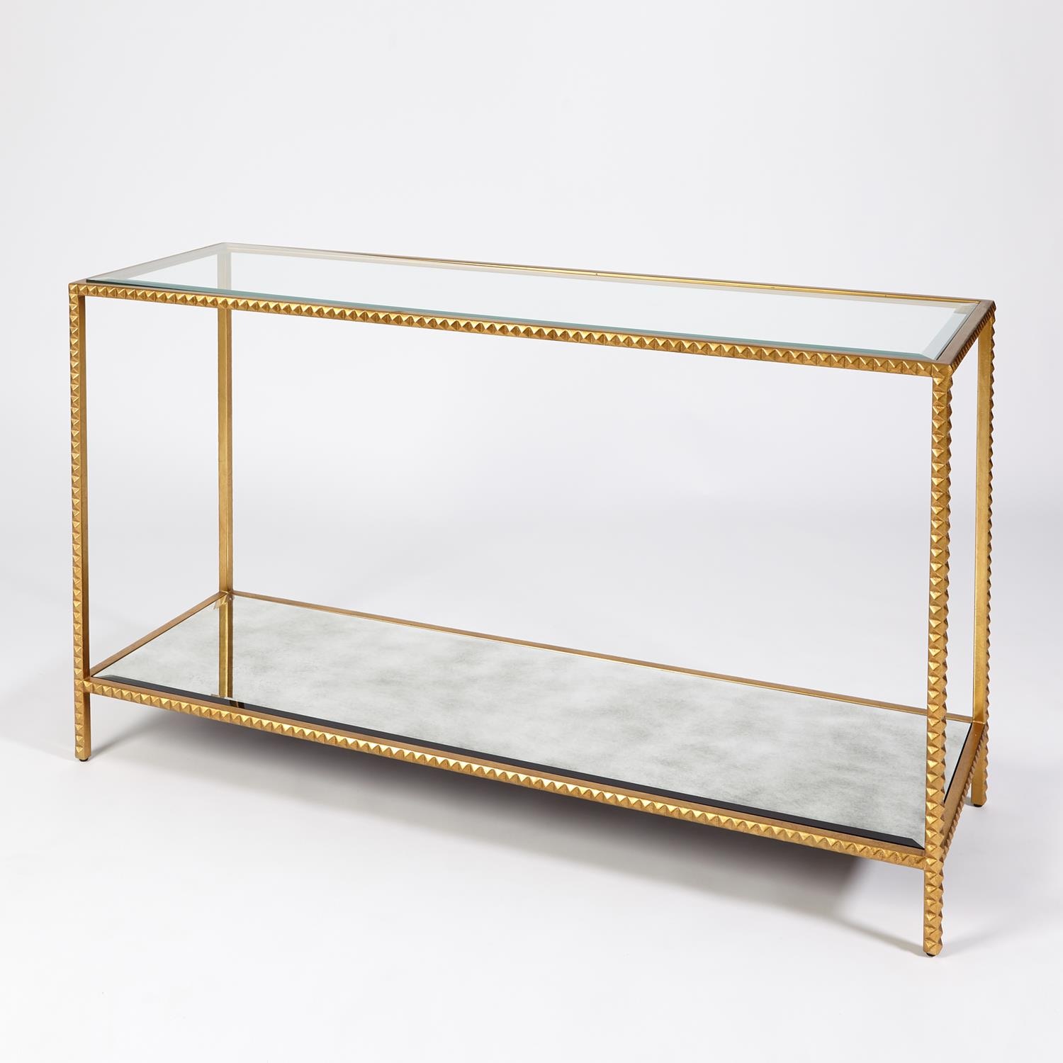 Global Views Stud Console Table-Gold Leaf WDSEH2027-GV