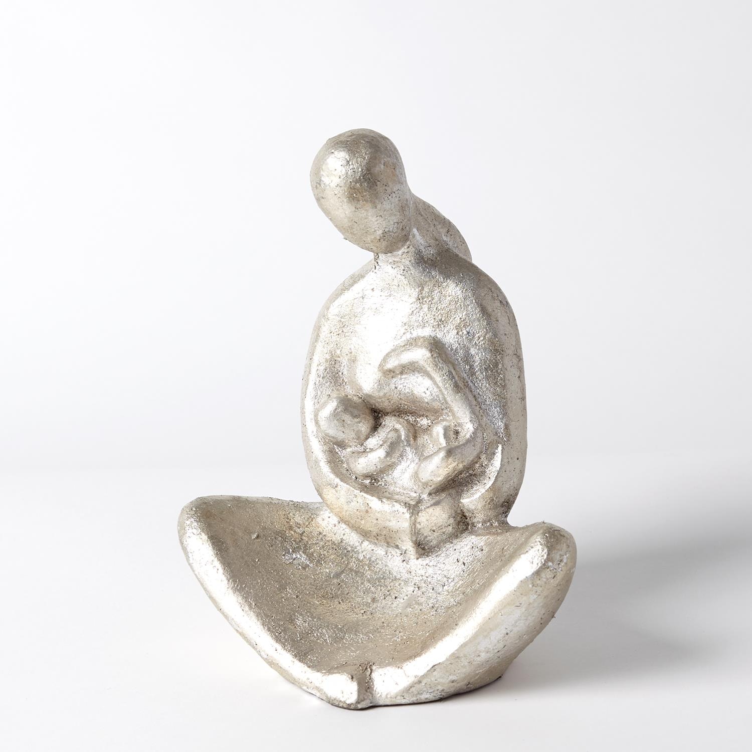  Seated Mother with Infant Sculpture-Silver Leaf WDS8113-GV