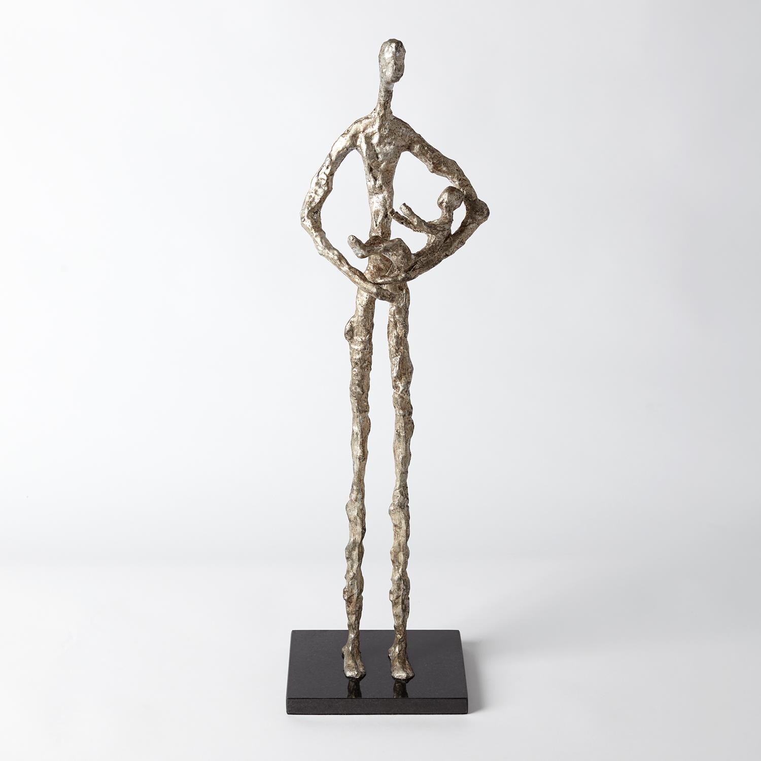  Standing Mother Cradling Child Sculpture-Silver Leaf WDS8110-GV