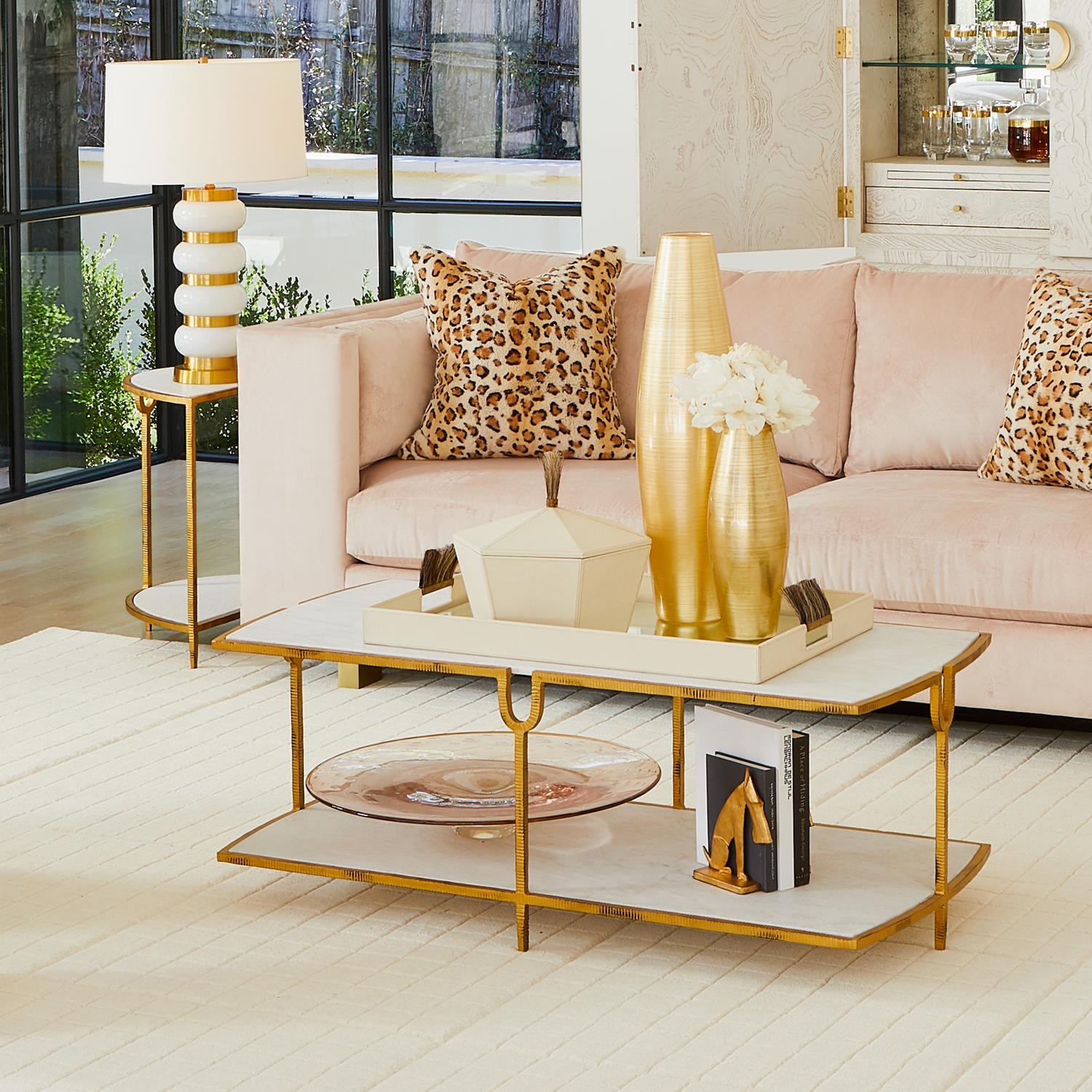 Global Views Living Room Curve Cocktail Table-Gold WDS9029-GV