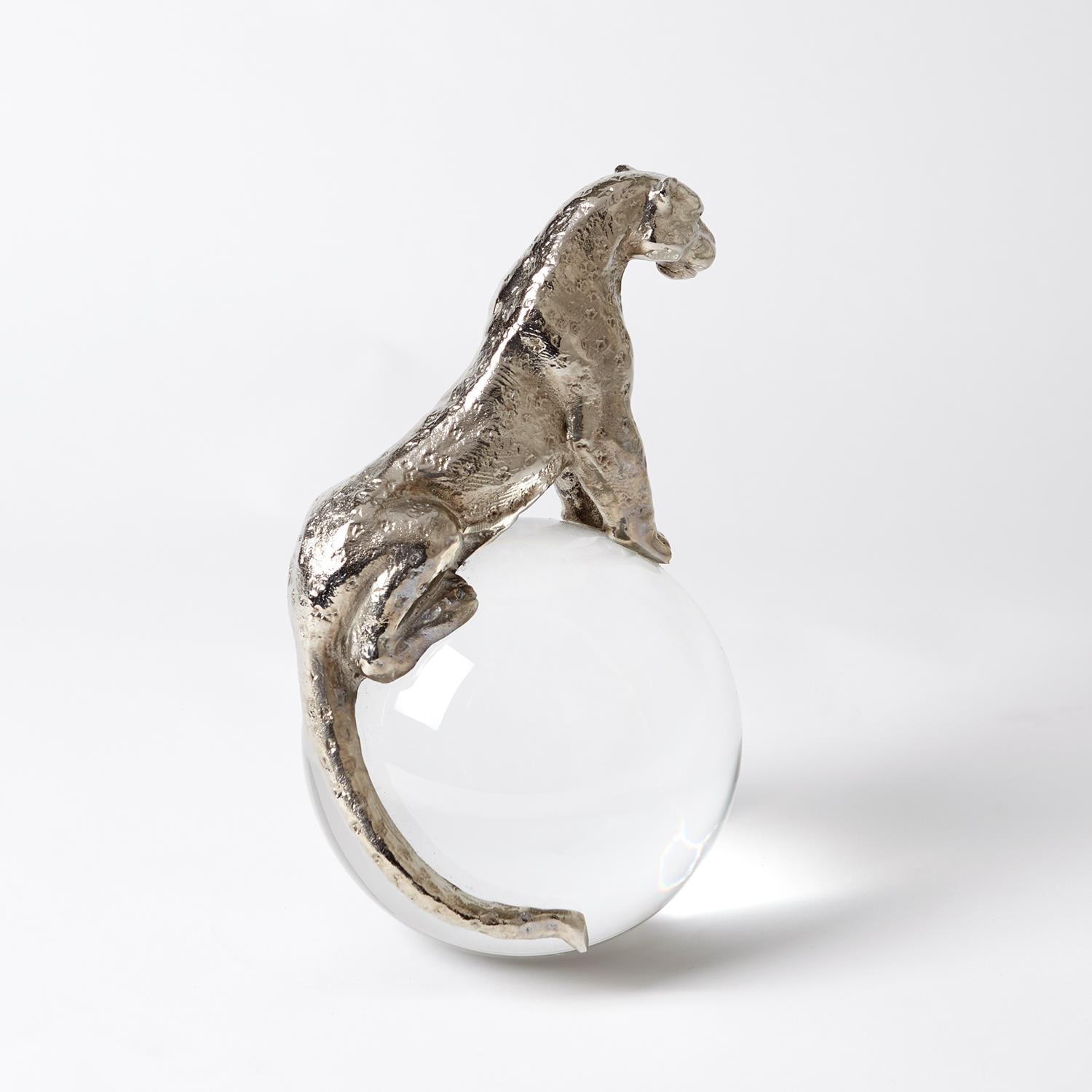 Global Views Home Accents Jaguar on Crystal Sphere-Nickel