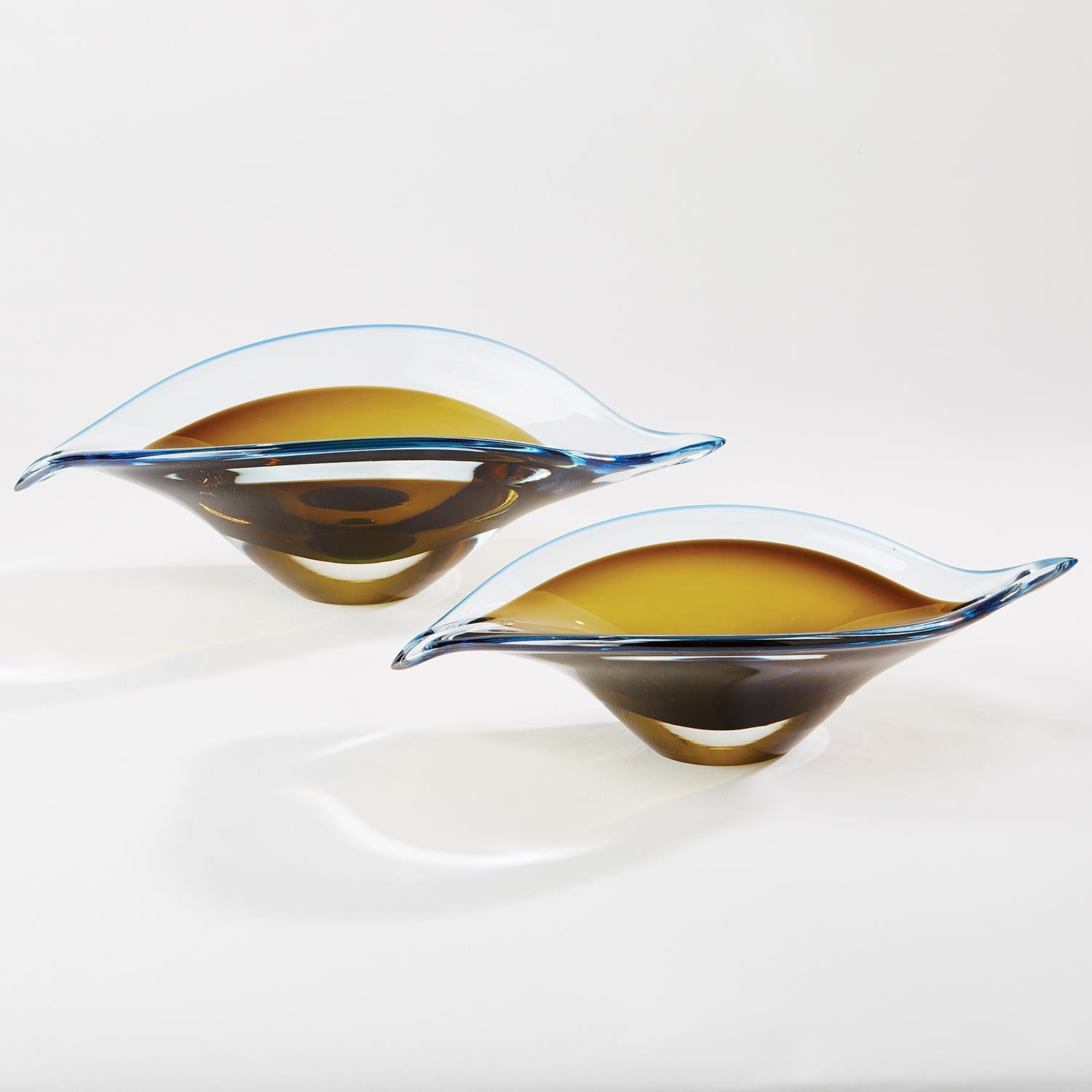 Global Views Bent Leaf Bowl-Blue/Amber-Lg WDS6010-GV
