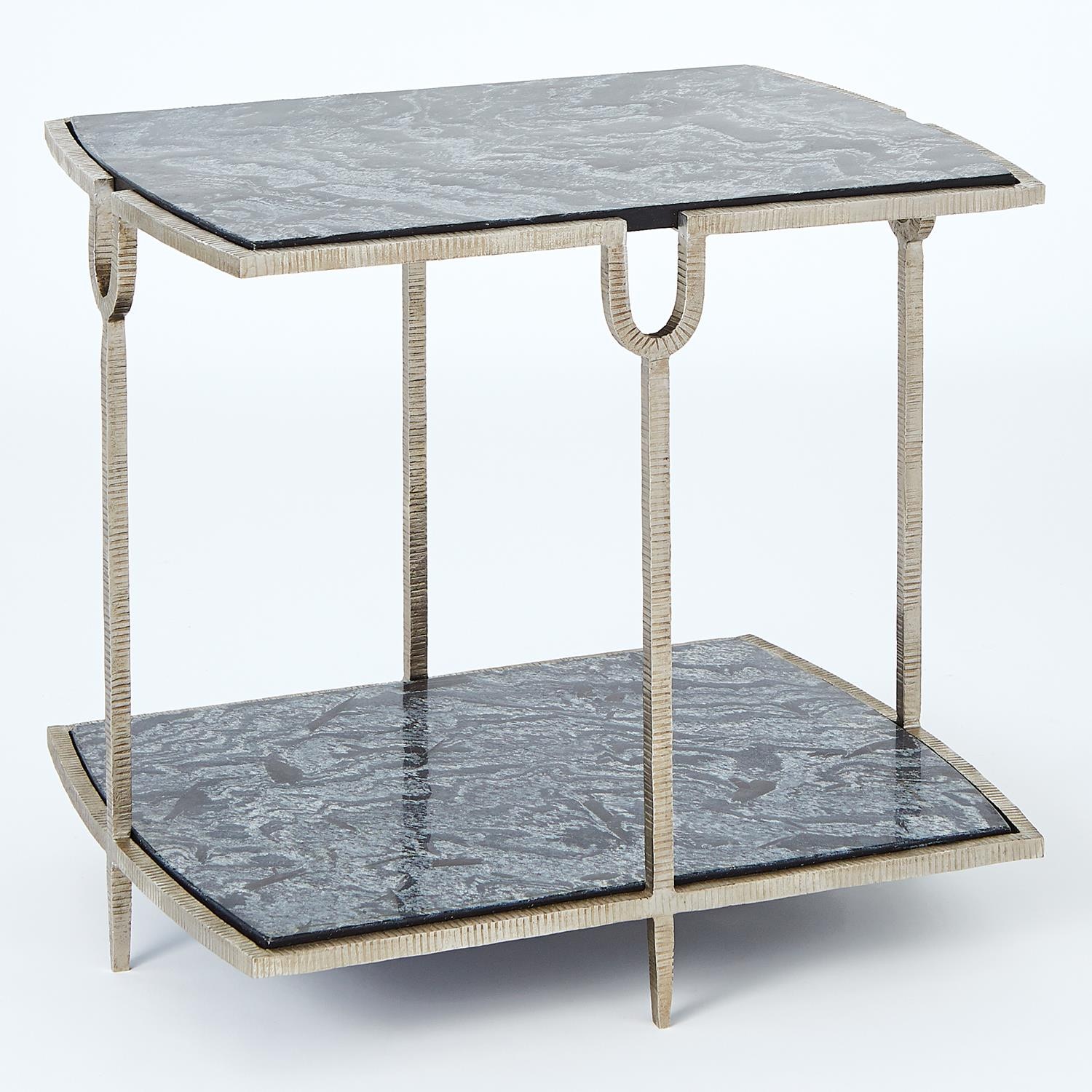 Global Views Curve Side Table-Silver WDS9030-GV