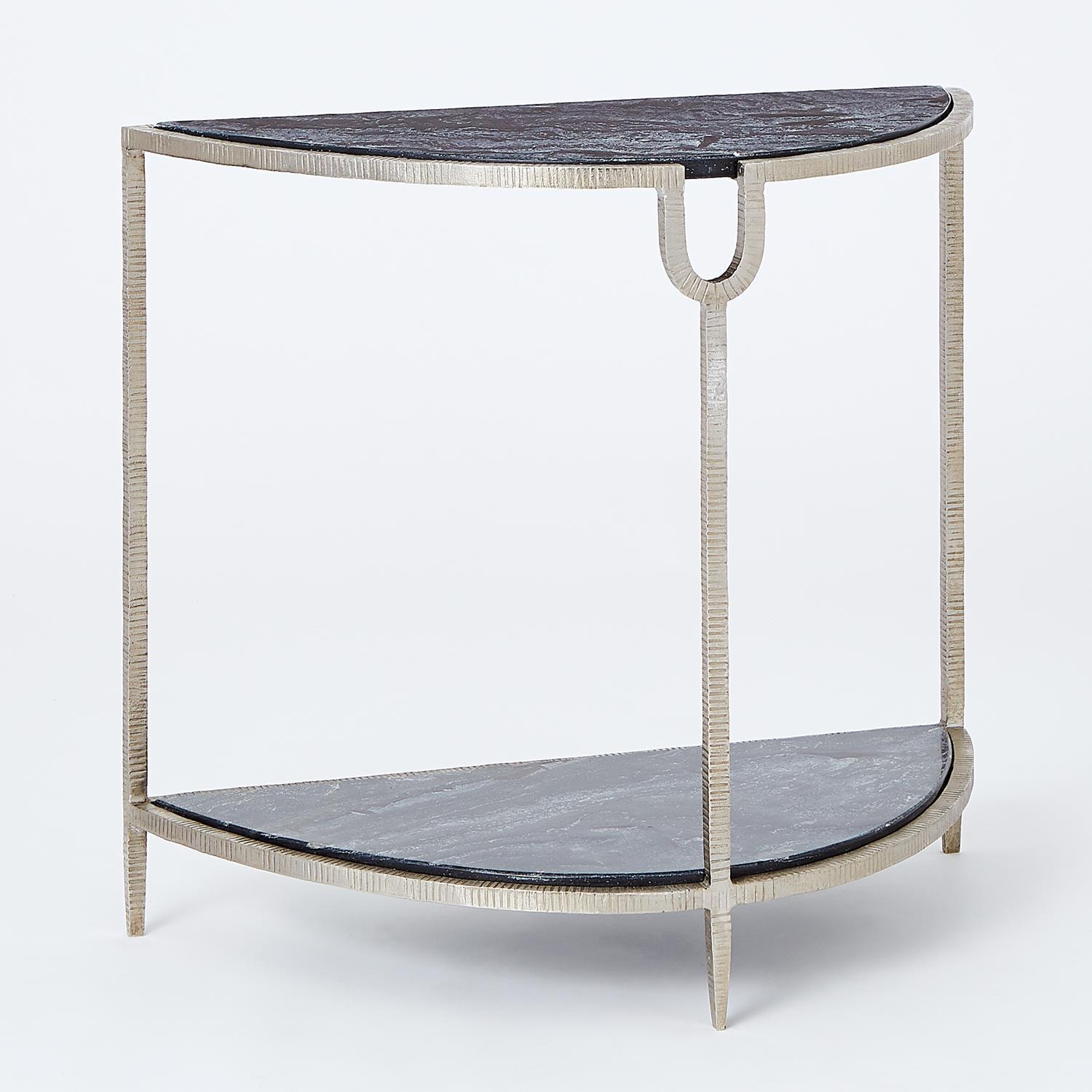Global Views Demilune Side Table-Silver WDS9034-GV