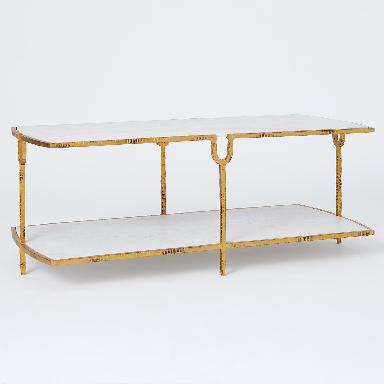Global Views Living Room Curve Cocktail Table-Gold WDS9029-GV