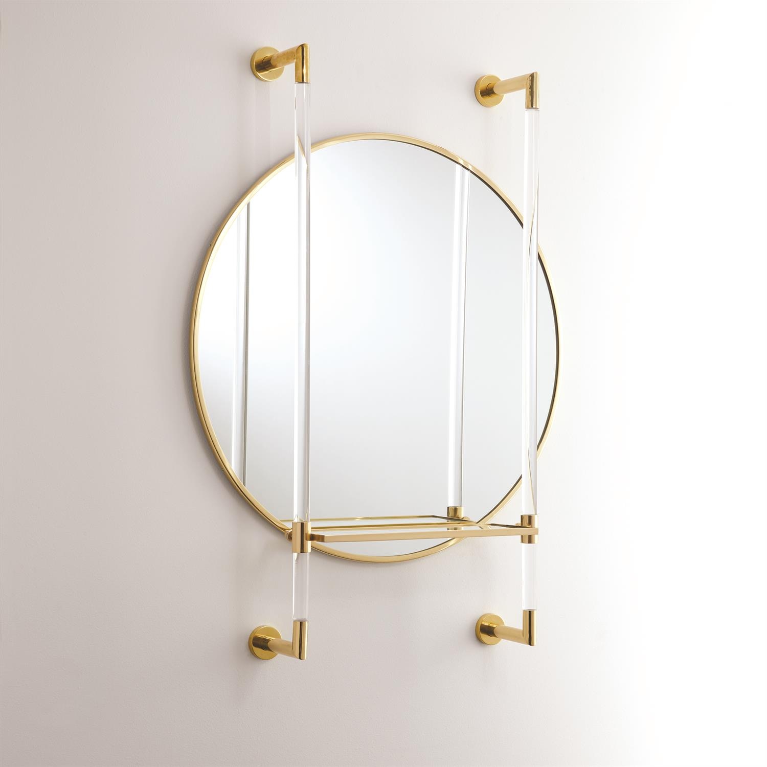 Global Views Hadley Mirror-Brass with Glass Shelf JB9.90123