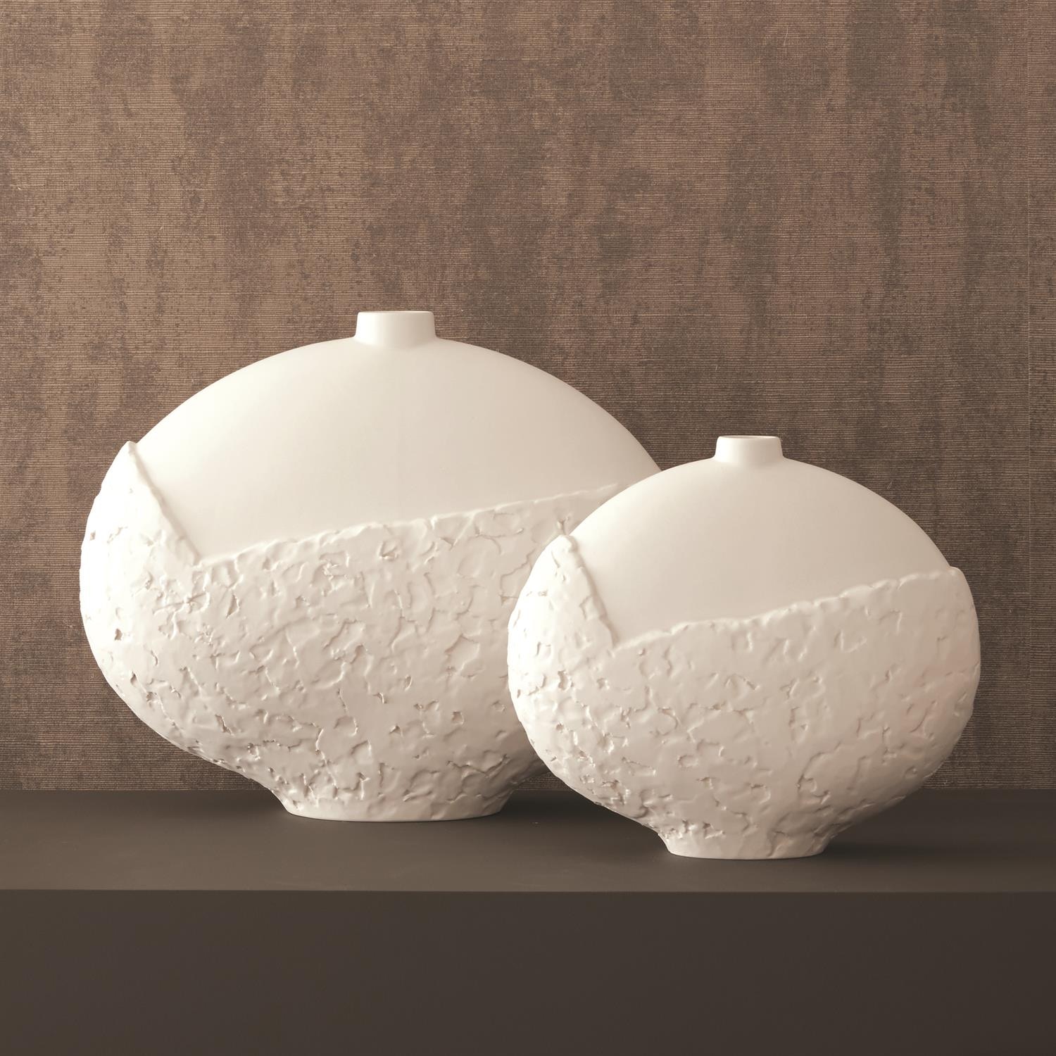 Global Views Home Accents Asymmetrical Stipple Vase-Matte White-Lg