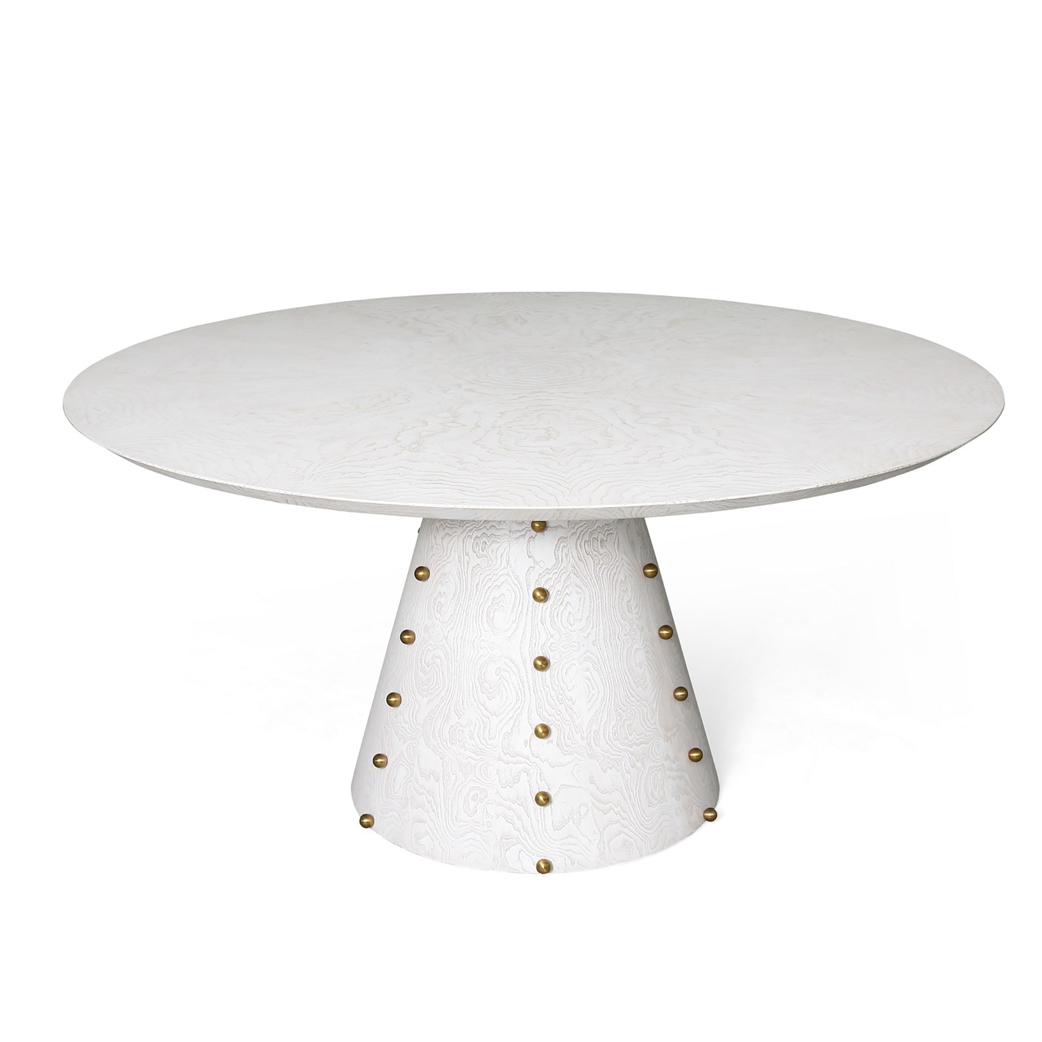 Global Views Spheres Dining Table-White Burl-60 Dia ASH2003