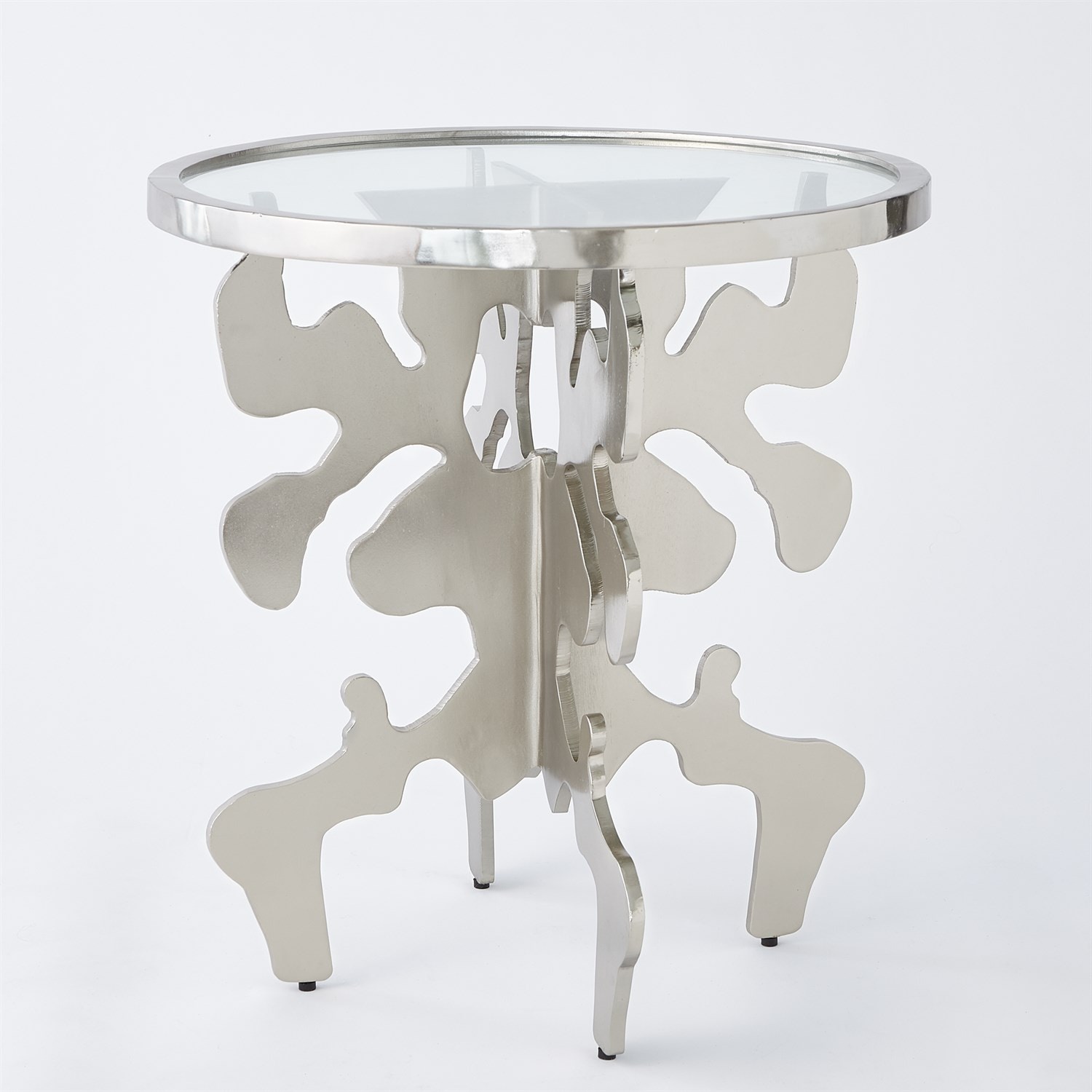 Global Views Ink Blot Side Table-Nickel WDSEH9224-GV