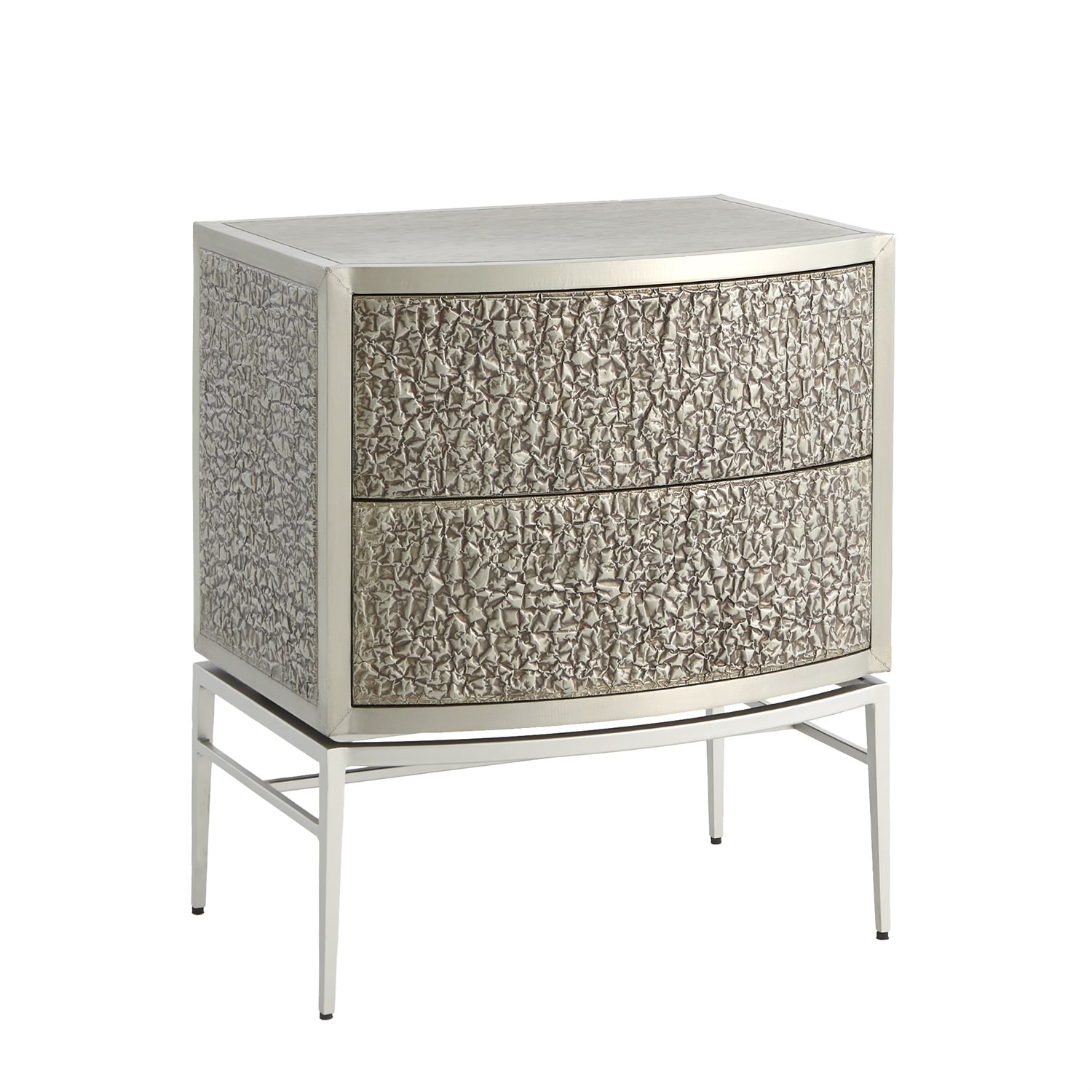 Global Views Crinkle Bedside Chest-Nickel/Antique Nickel 7.91133