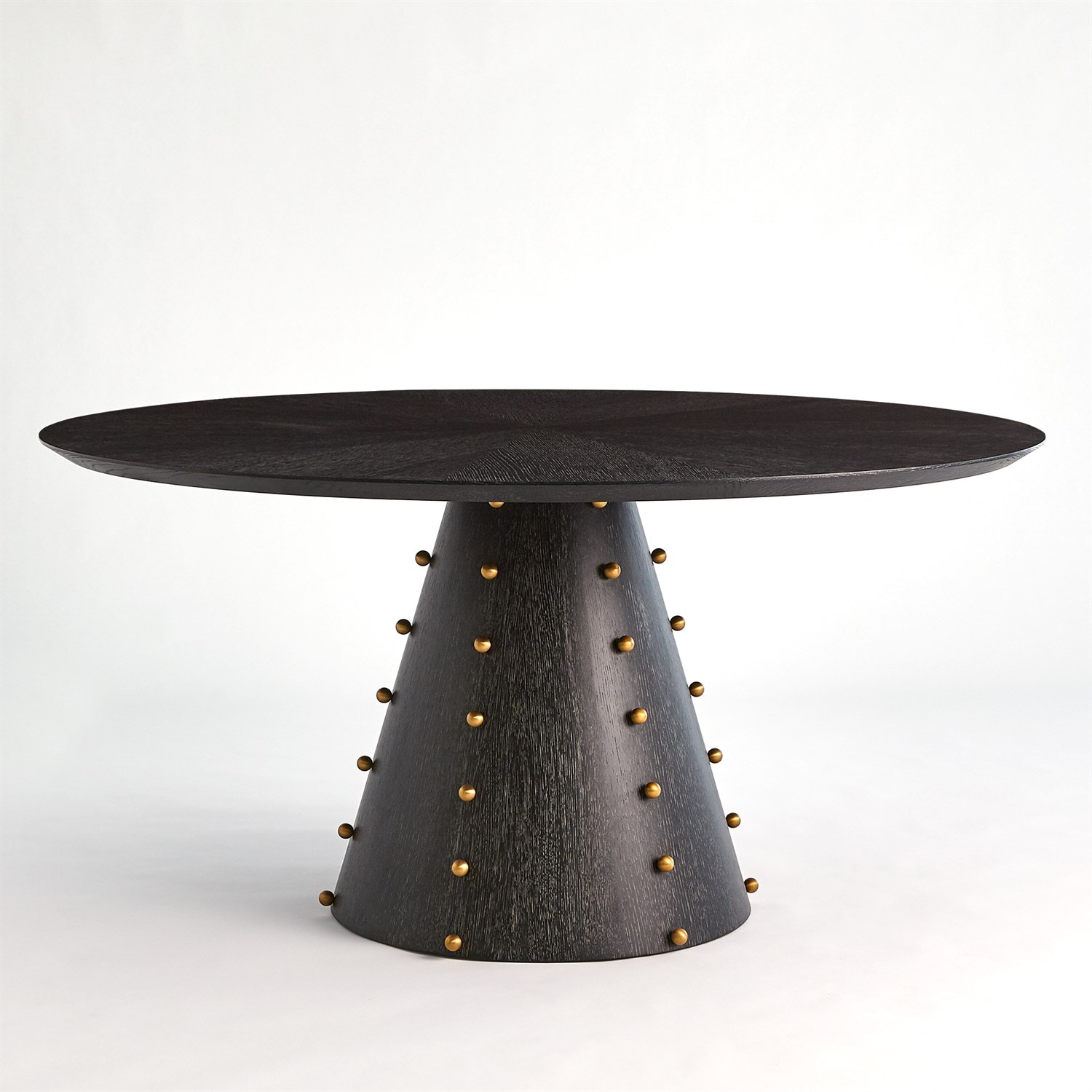 Global Views Spheres Dining Table-Ebony Cerused Oak-60 Dia ASH2000