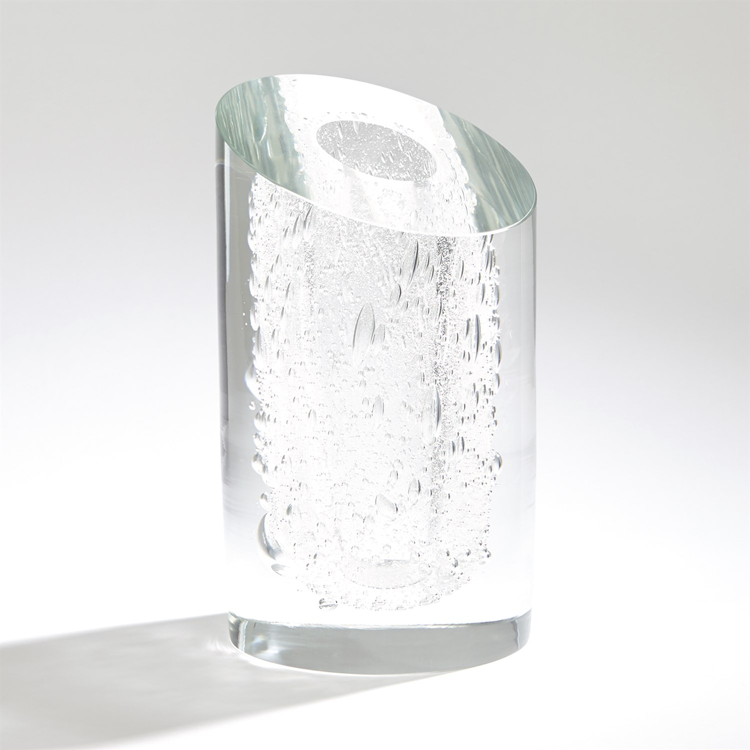  Slant Vase-Clear with Bubbles 