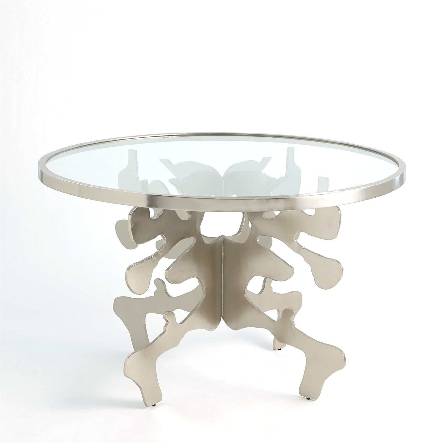 Global Views Ink Blot Dining Table-Nickel-48 WDSEH9218-GV