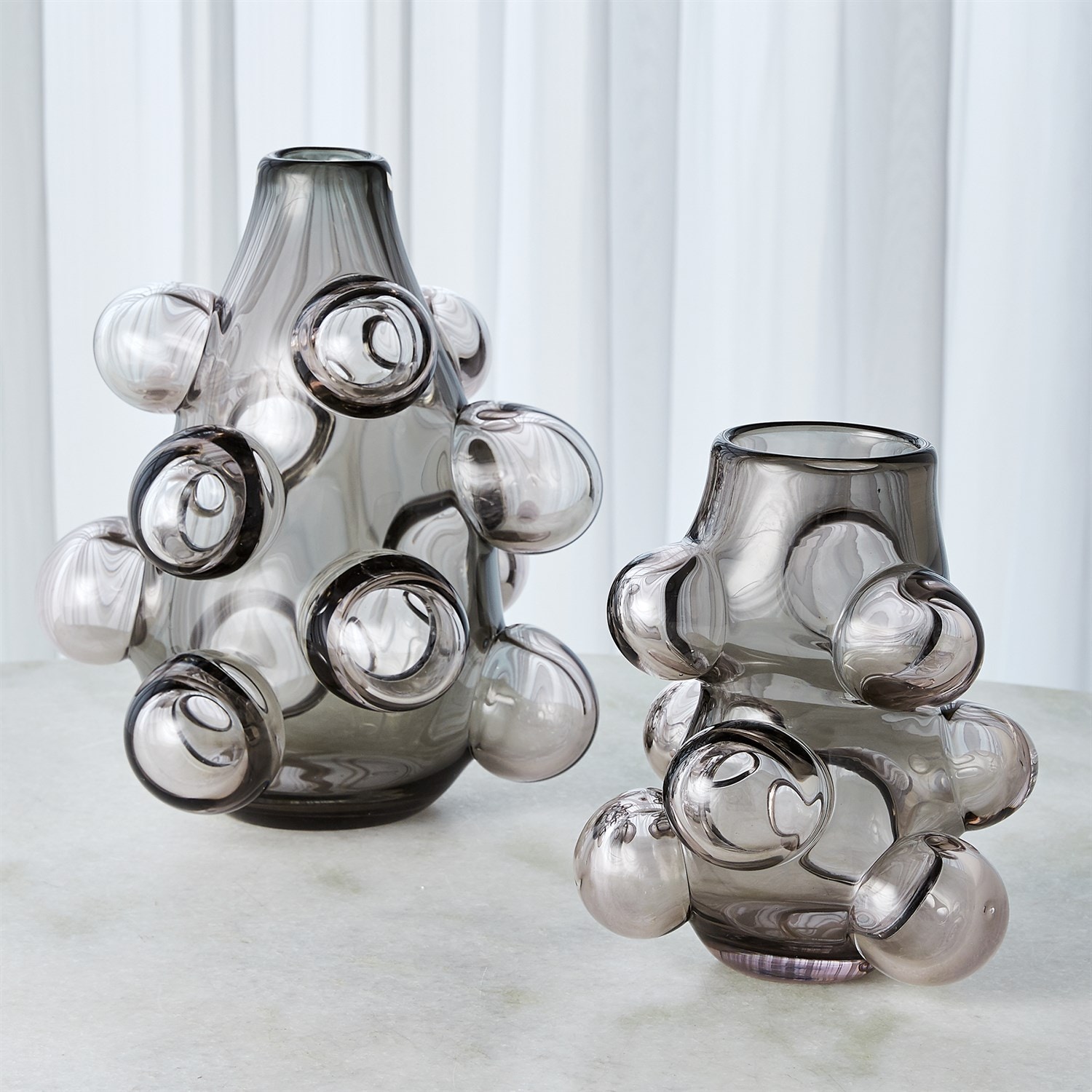  Bubbled Vase-Smoke Grey-Sm 