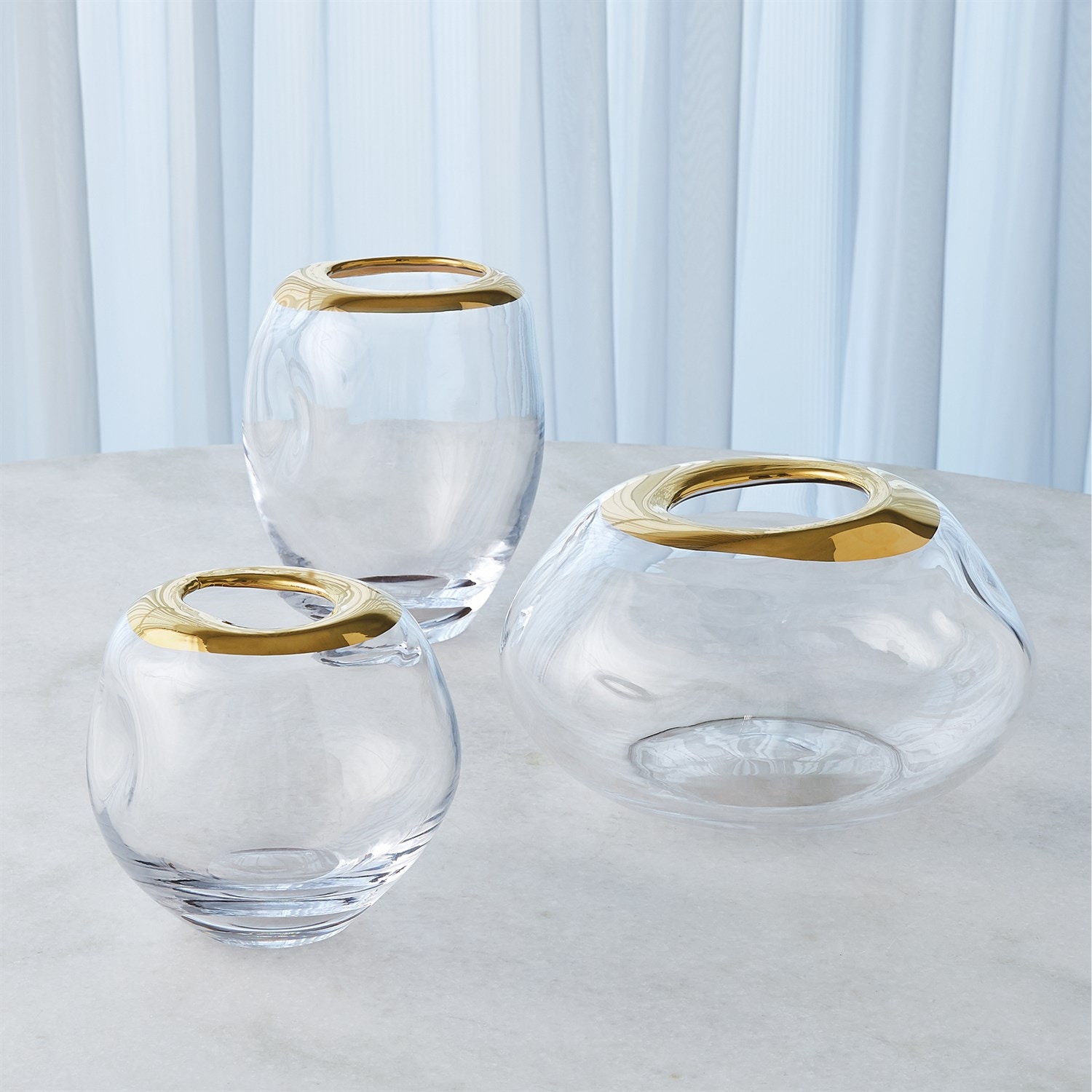  Organic Formed Vase-Gold Rim-Sm 