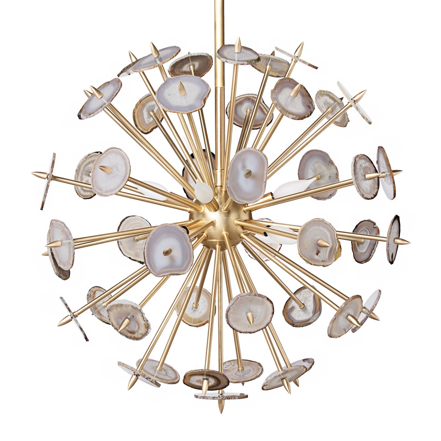 Global Views Ceiling Lights Agate Burst Chandelier-Satin Brass