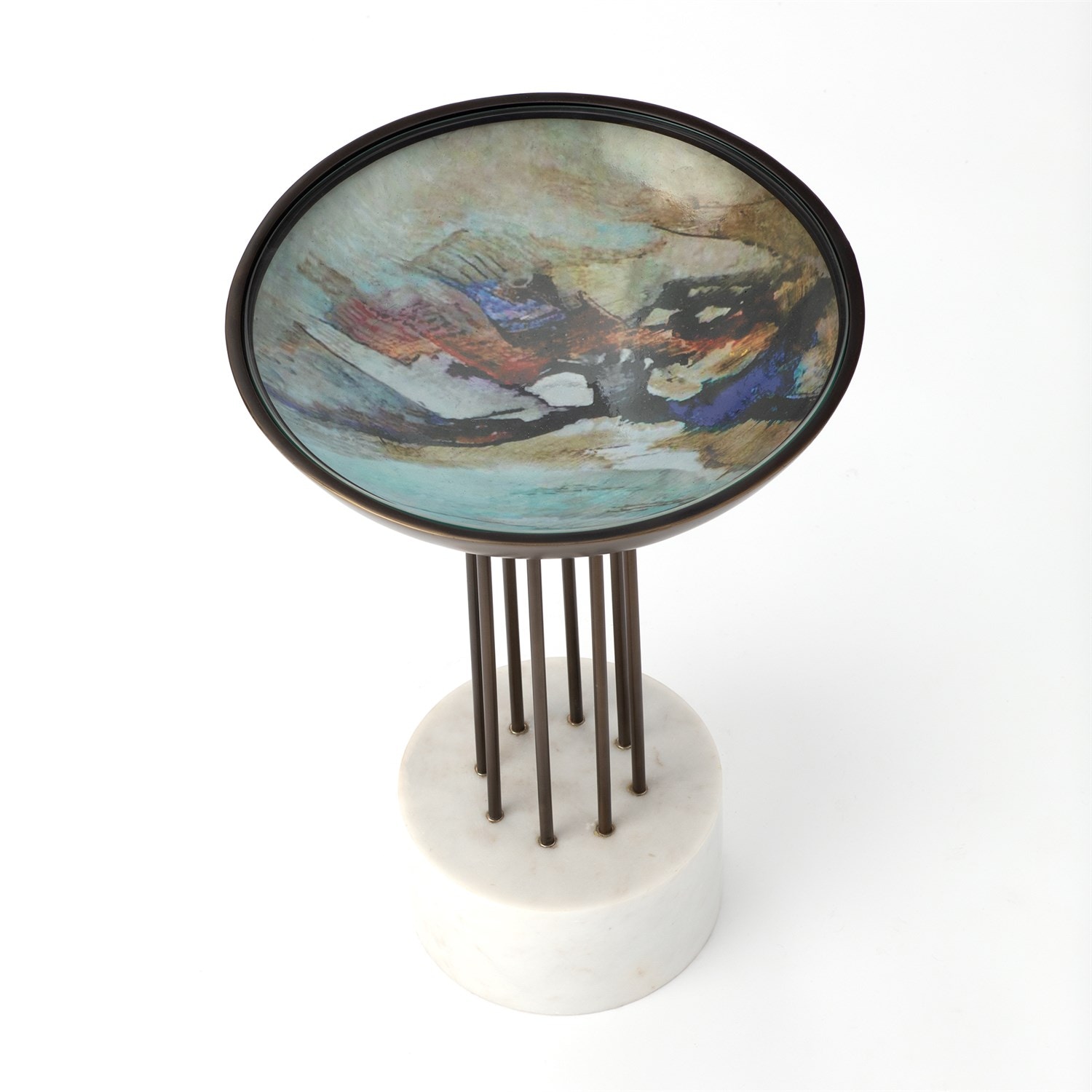 Global Views Abstract Art Occasional Table-Antique Brass WDS9573-GV