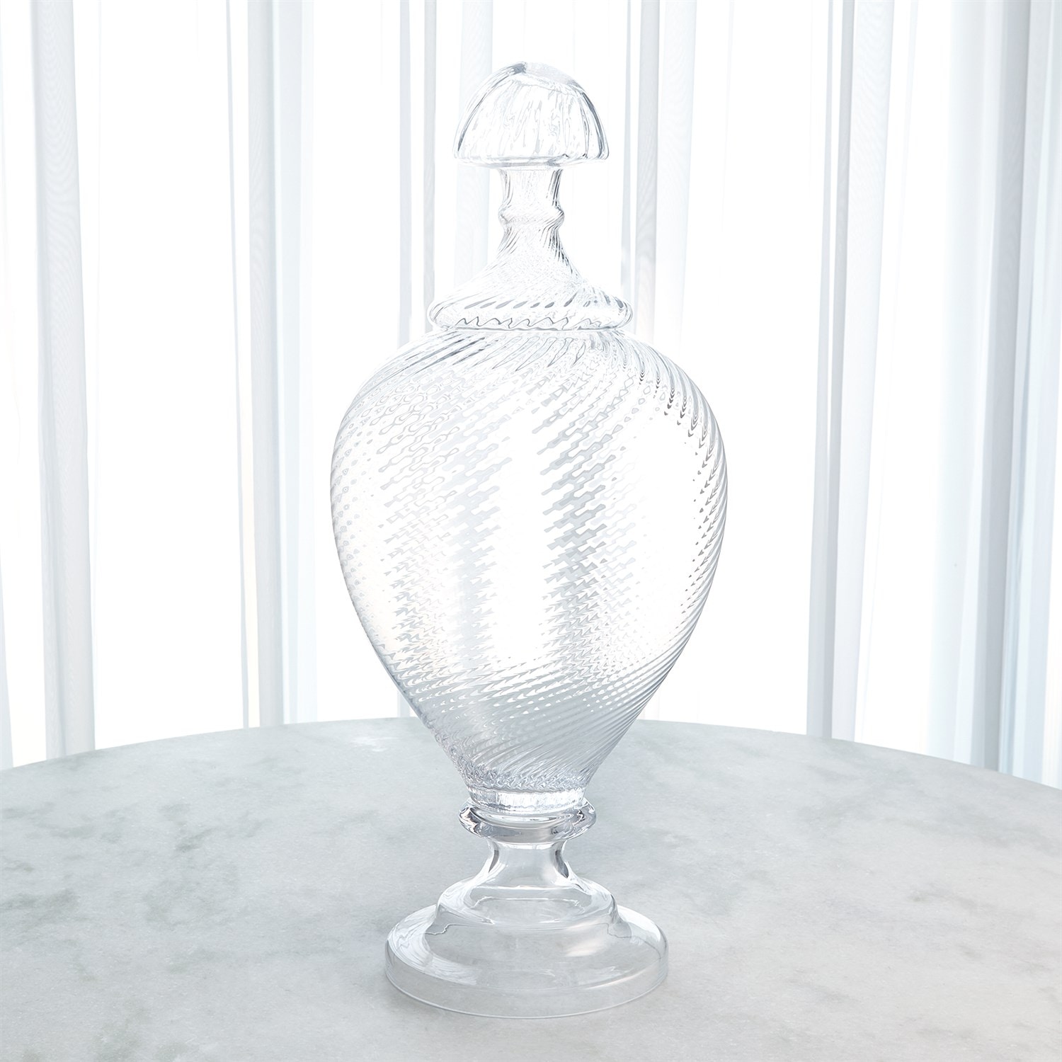  Spiraled Glass Lidded Jar 