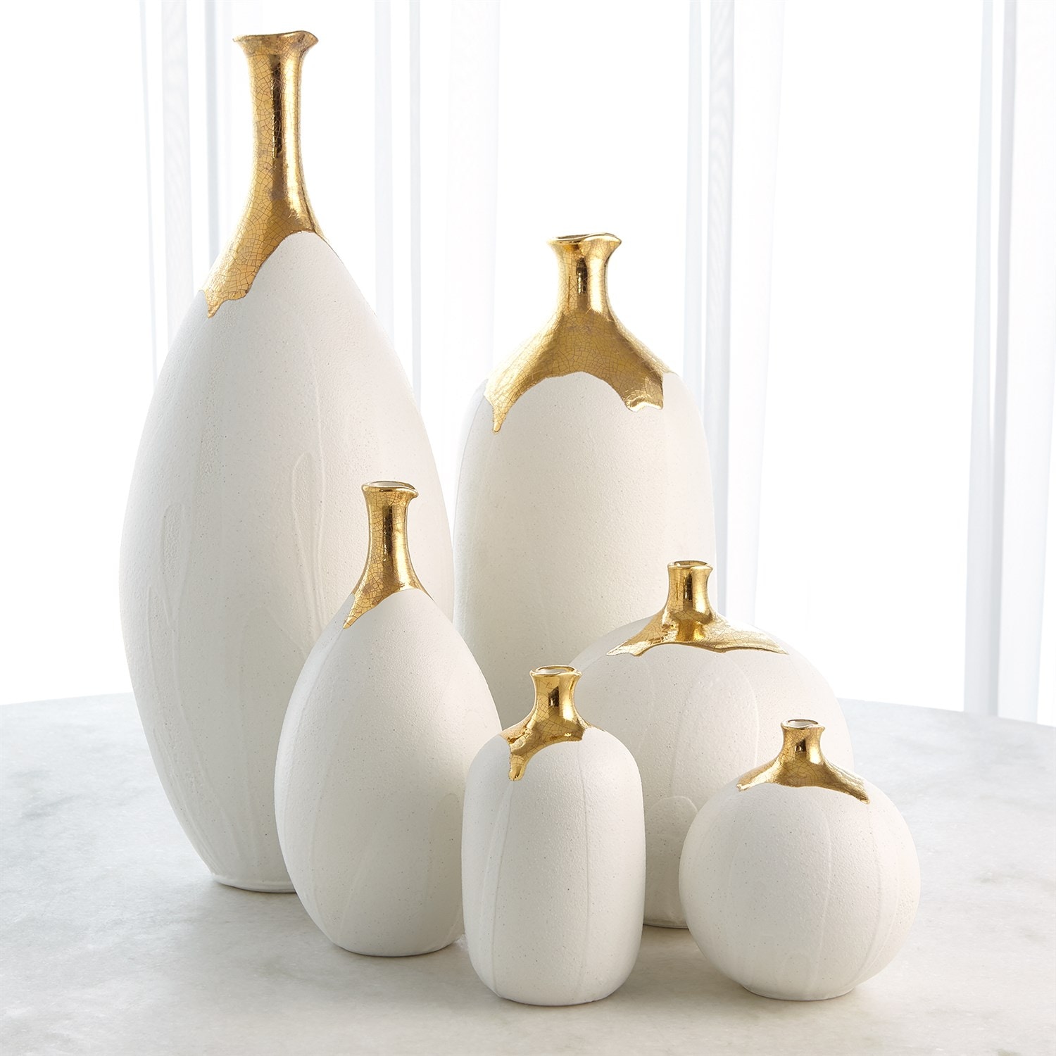Global Views Home Accents Dipped Golden Crackle/White Slender Vase