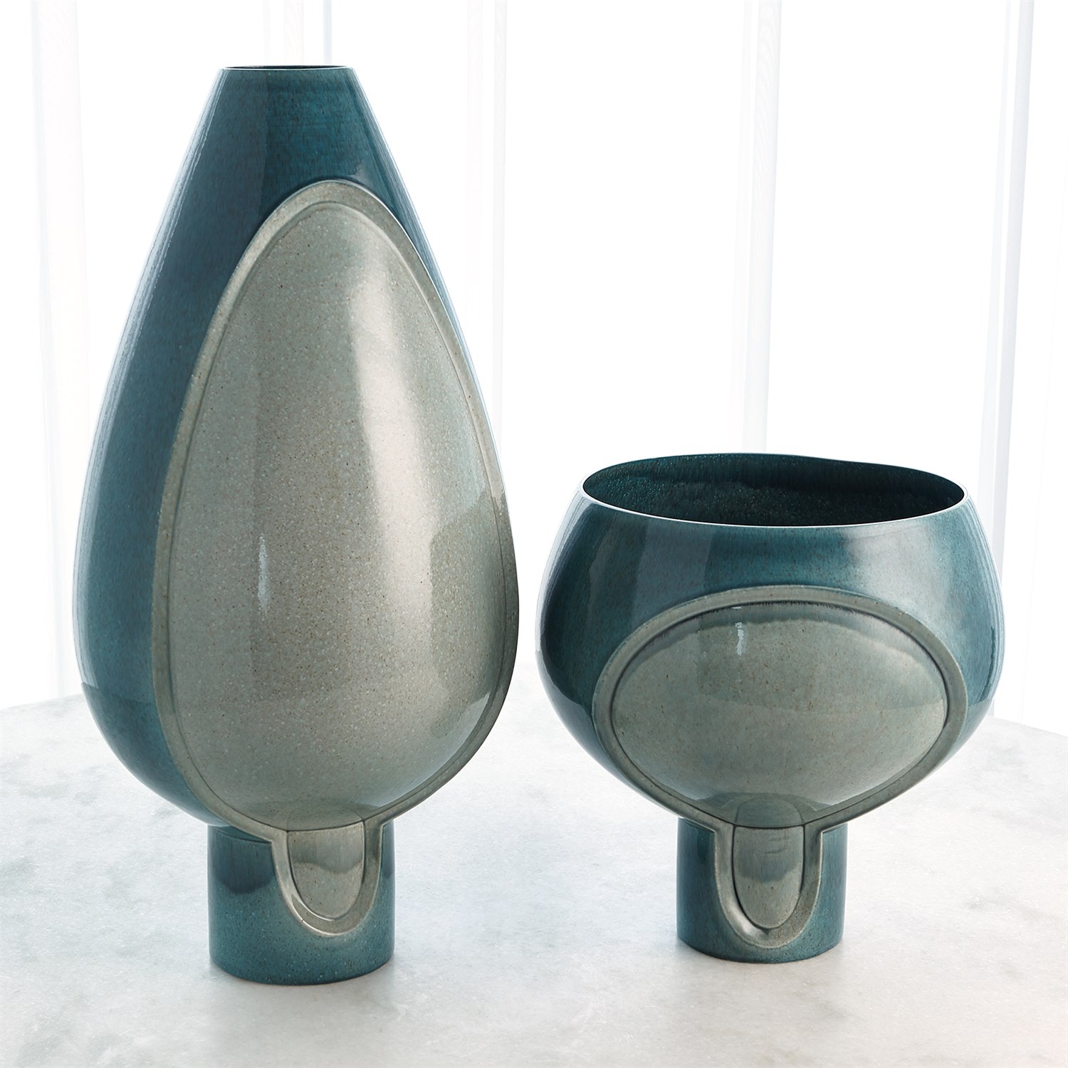 Global Views Home Accents Two Tone Pod Vase-Azure-Tall