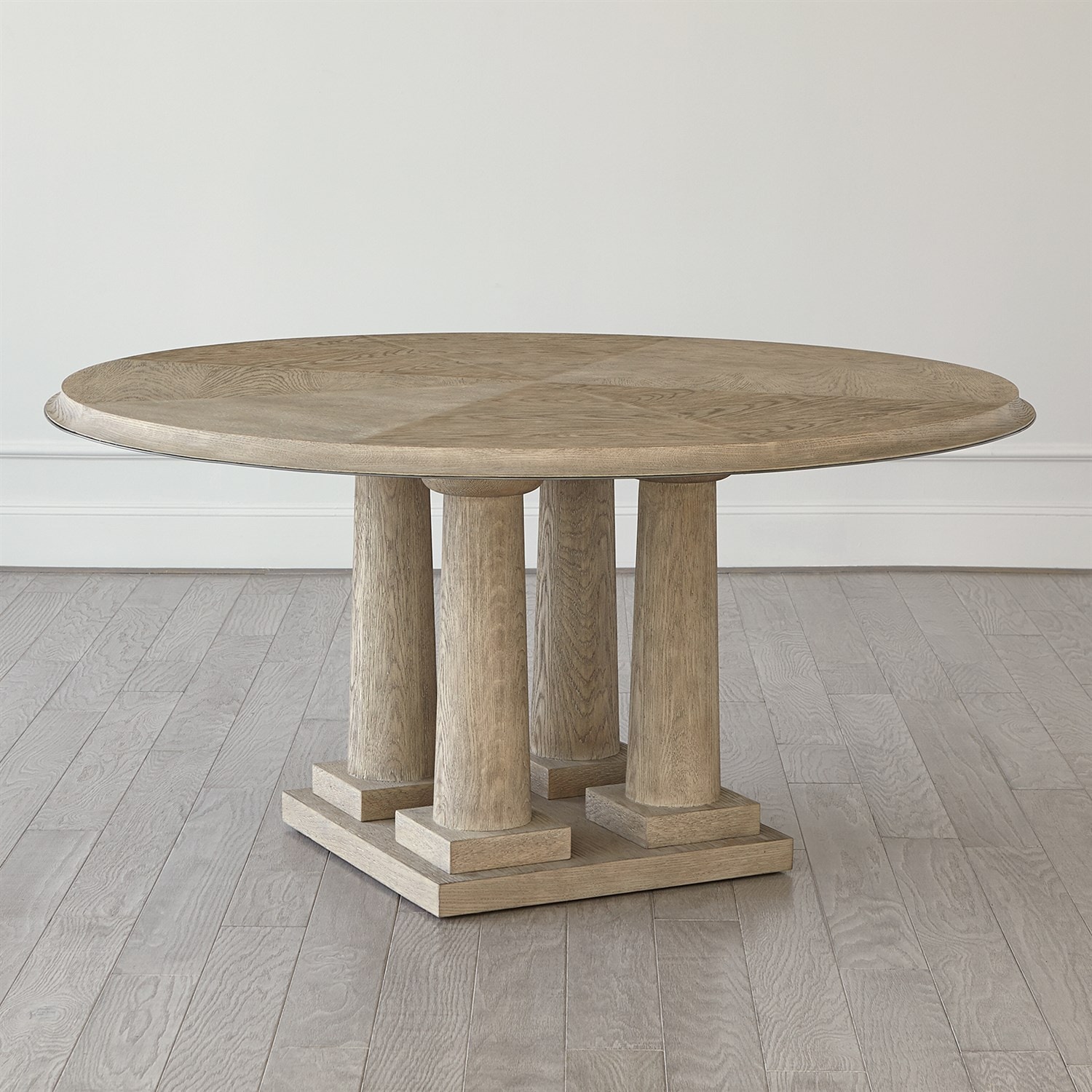 Global Views Titian Dining Table-Grey Sandblasted Oak-60 Top RT2015