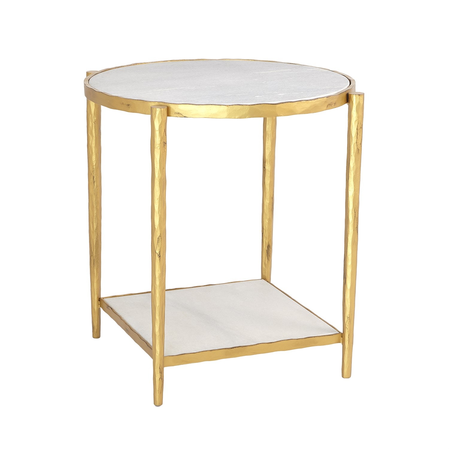 Global Views Living Room Circle/Square Side Table-Gold with