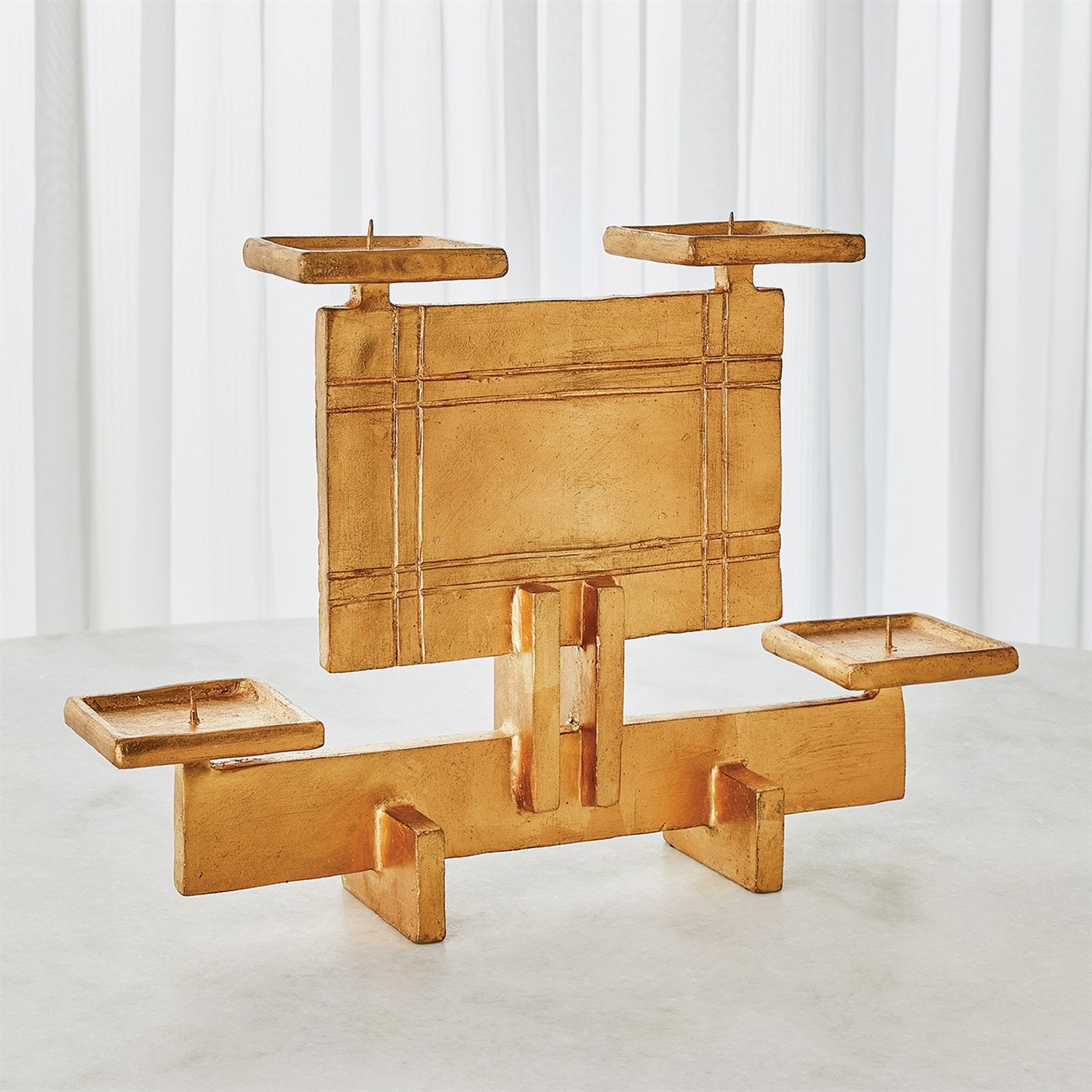 Global Views Industrial Era Candleholder-Gold 8.83002