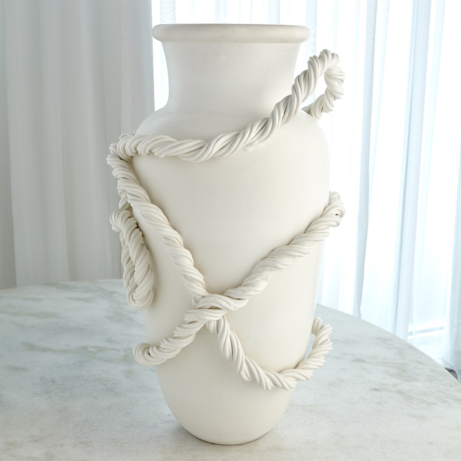  Twisted Amphora Vase-Matte White 