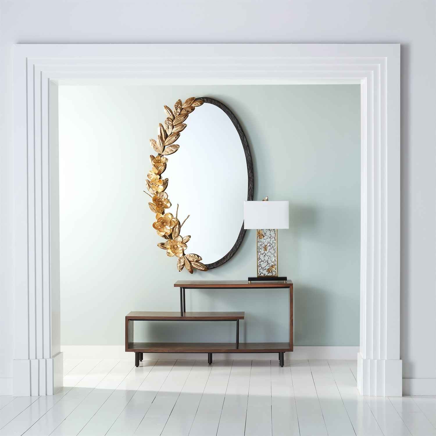 Global Views Mirrors Magnolia Branch Mirror-Antique Brass