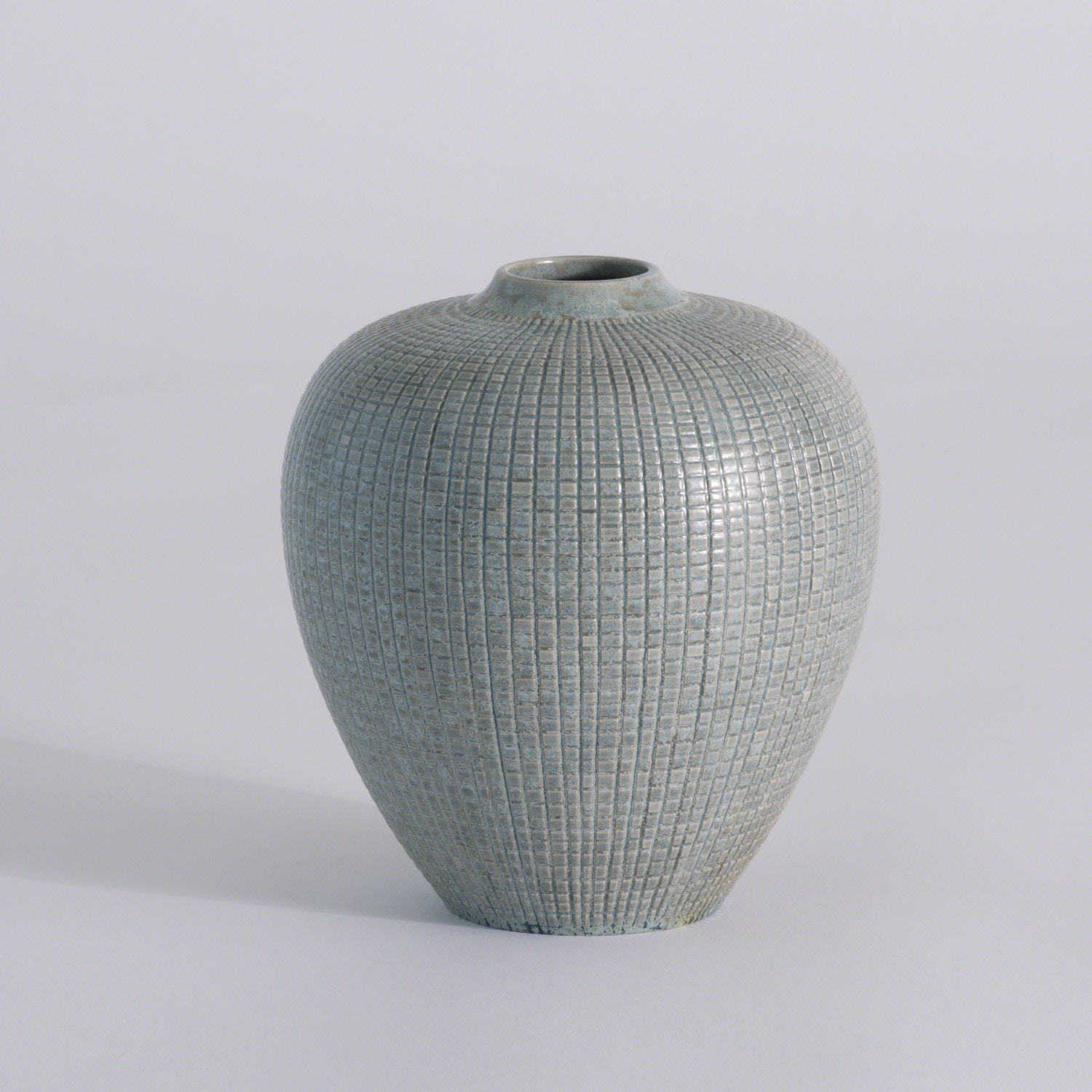  Mini Check Bulbous Vase-Reactive Silver Blue 