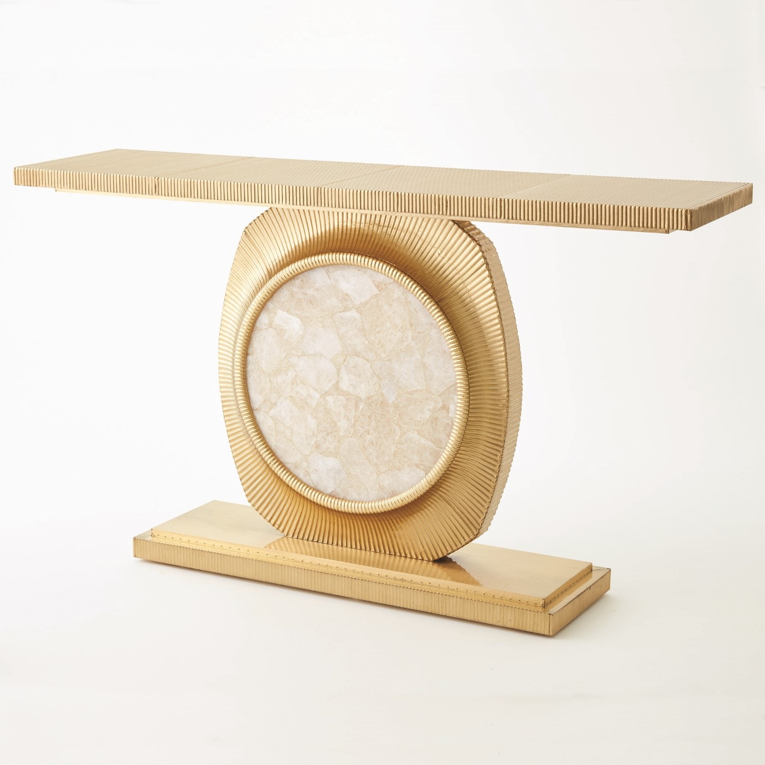 Global Views Opera Fluted Console-Brass with Quartz Insert 7.90569