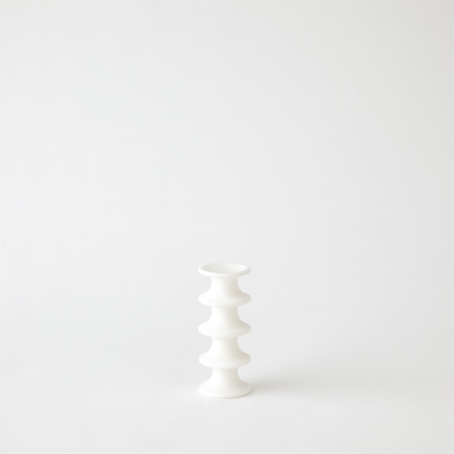  Ridge Alabaster Candlestick-White-Sm 