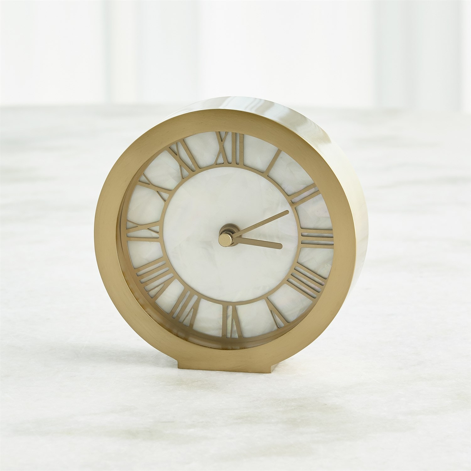 Global Views Mother of Pearl Clock-Brass ASH8.80029