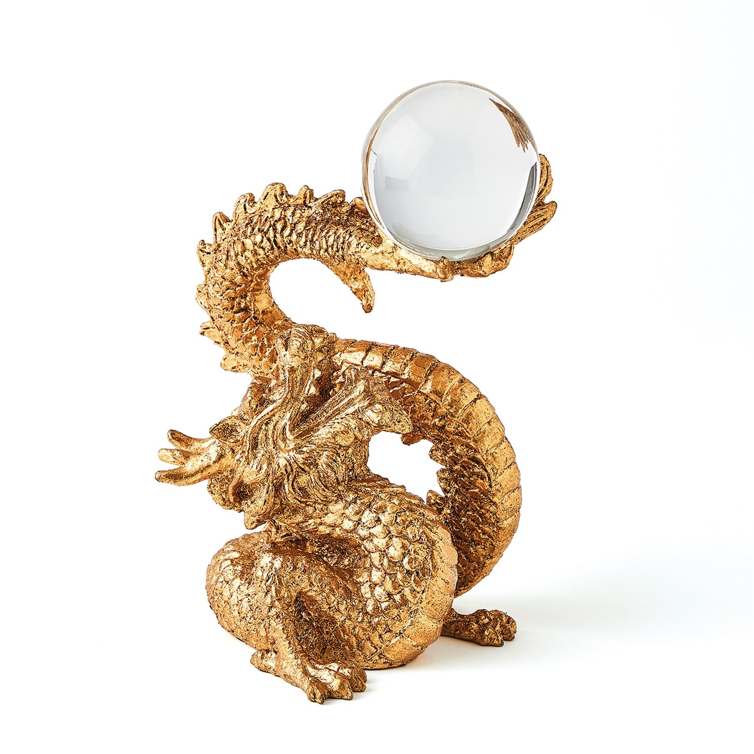 Global Views Home Accents Dragon Holding SphereGold Leaf 8.83052