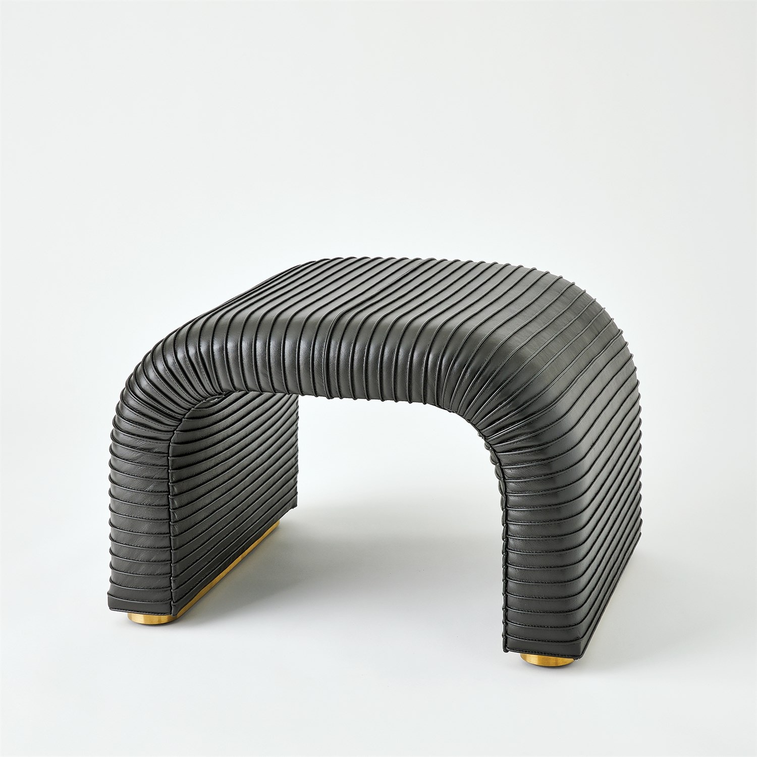 Global Views Cade Stool-Graphite Leather ASH2105