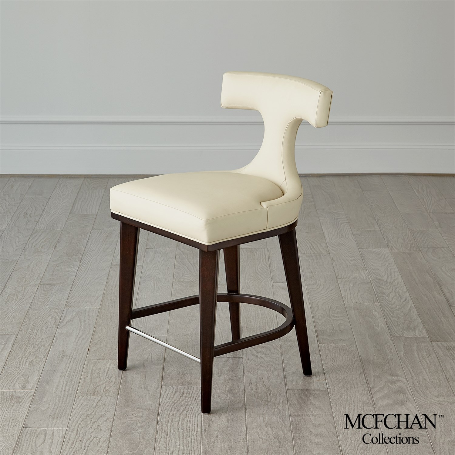 Global Views Anvil Back Counter Stool-Ivory Leather MC-2518